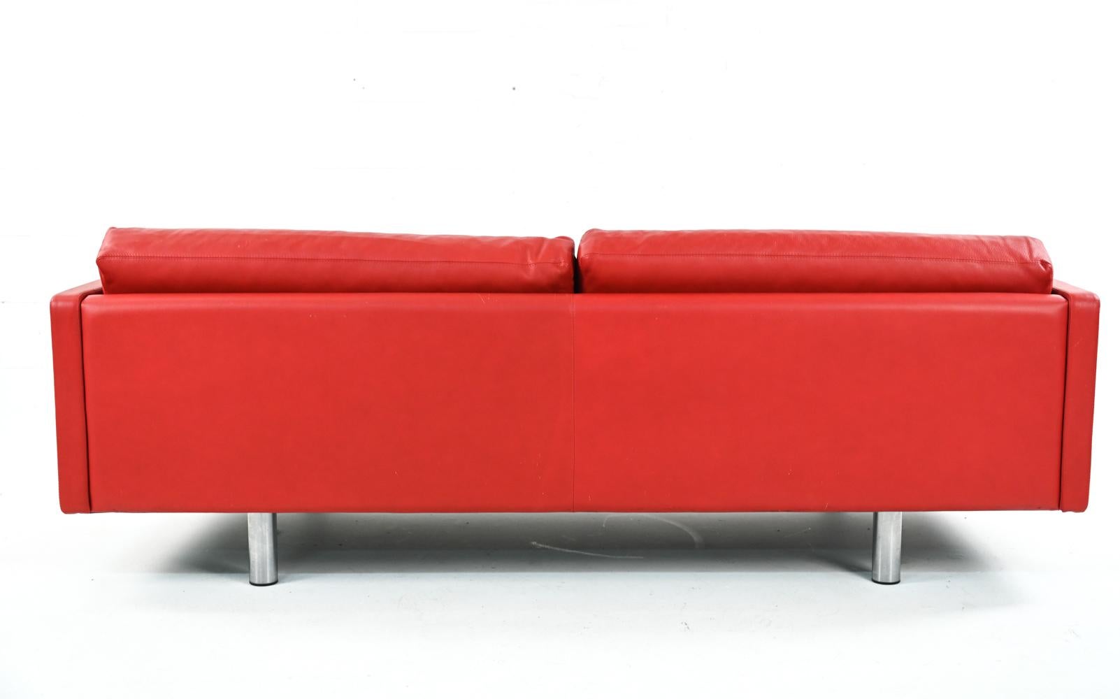 Danish Mid-Century Red Leather Sofa 3