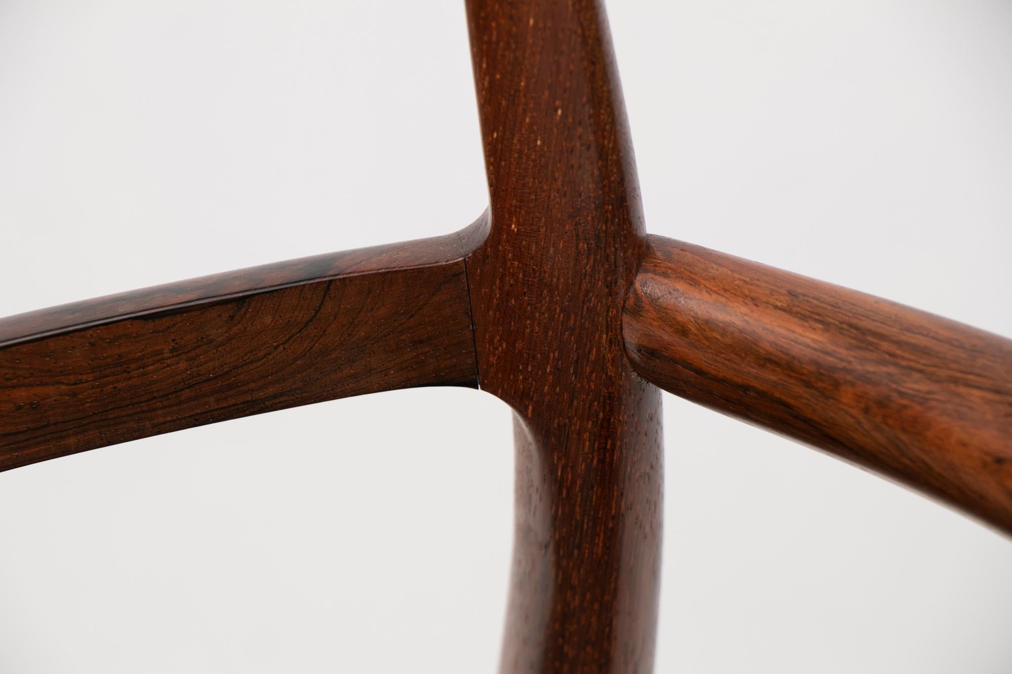 20th Century Danish Midcentury Rosewood and Leather Armchair Model 64 by Niels O. Møller For Sale