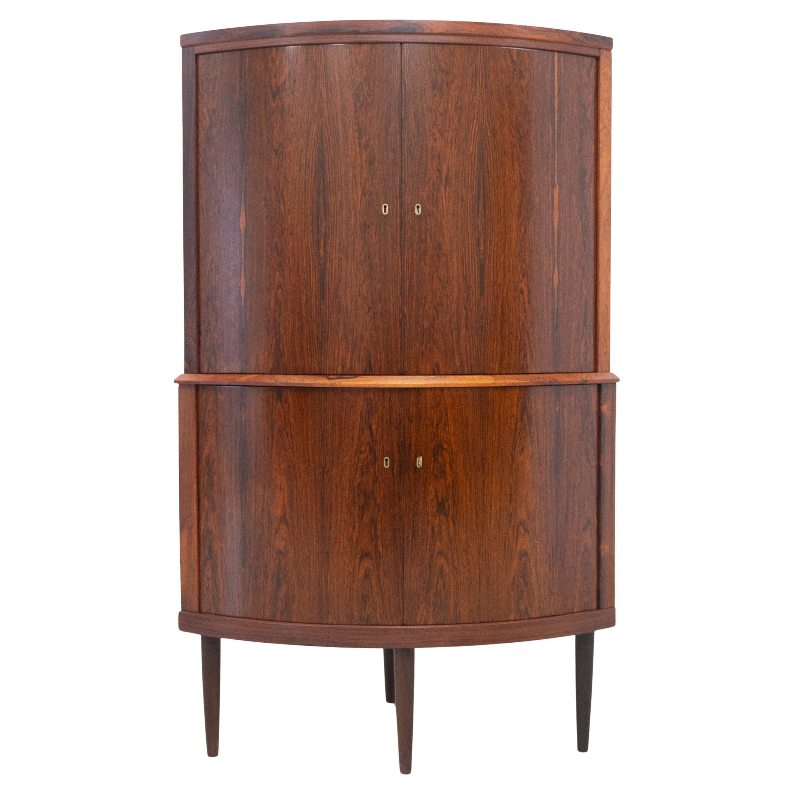 Danish Mid-Century Rosewood Corner Cabinet with Curved Front, 1960s.