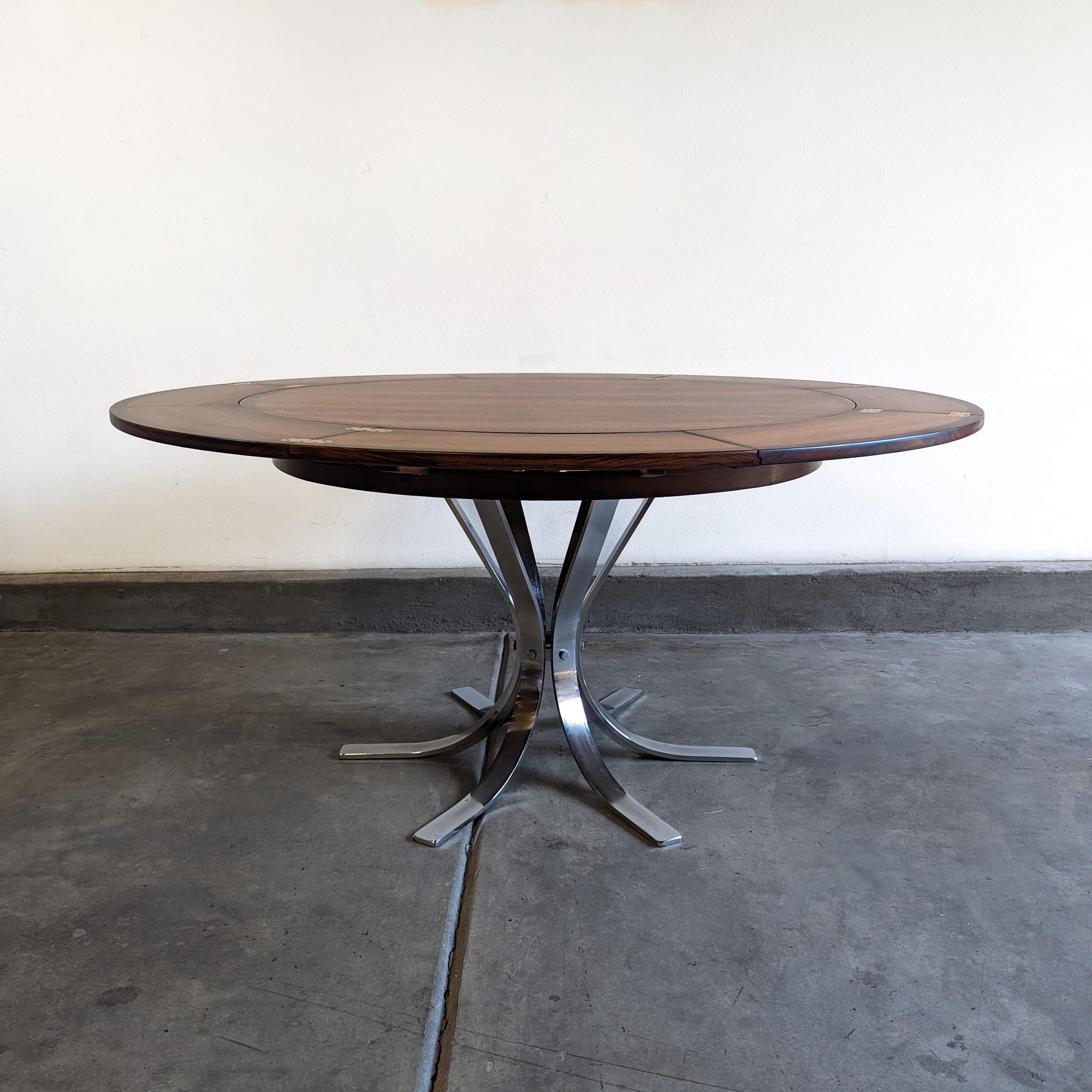 Danish Mid Century Rosewood Flip Flap Circular Dining Table by Dyrlund, c1960s For Sale 2