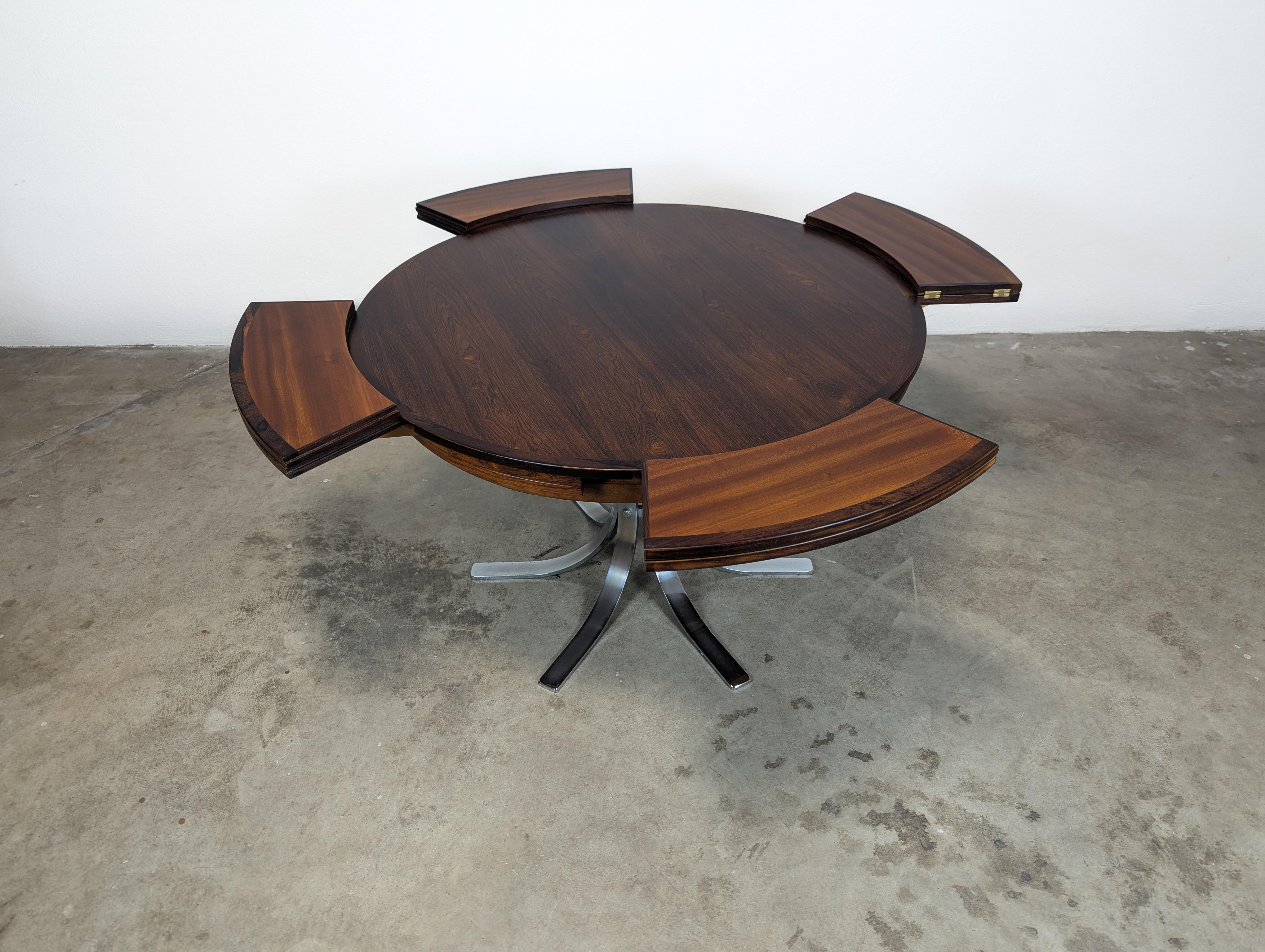 Danish Mid Century Rosewood Flip Flap Circular Dining Table by Dyrlund, c1960s 2