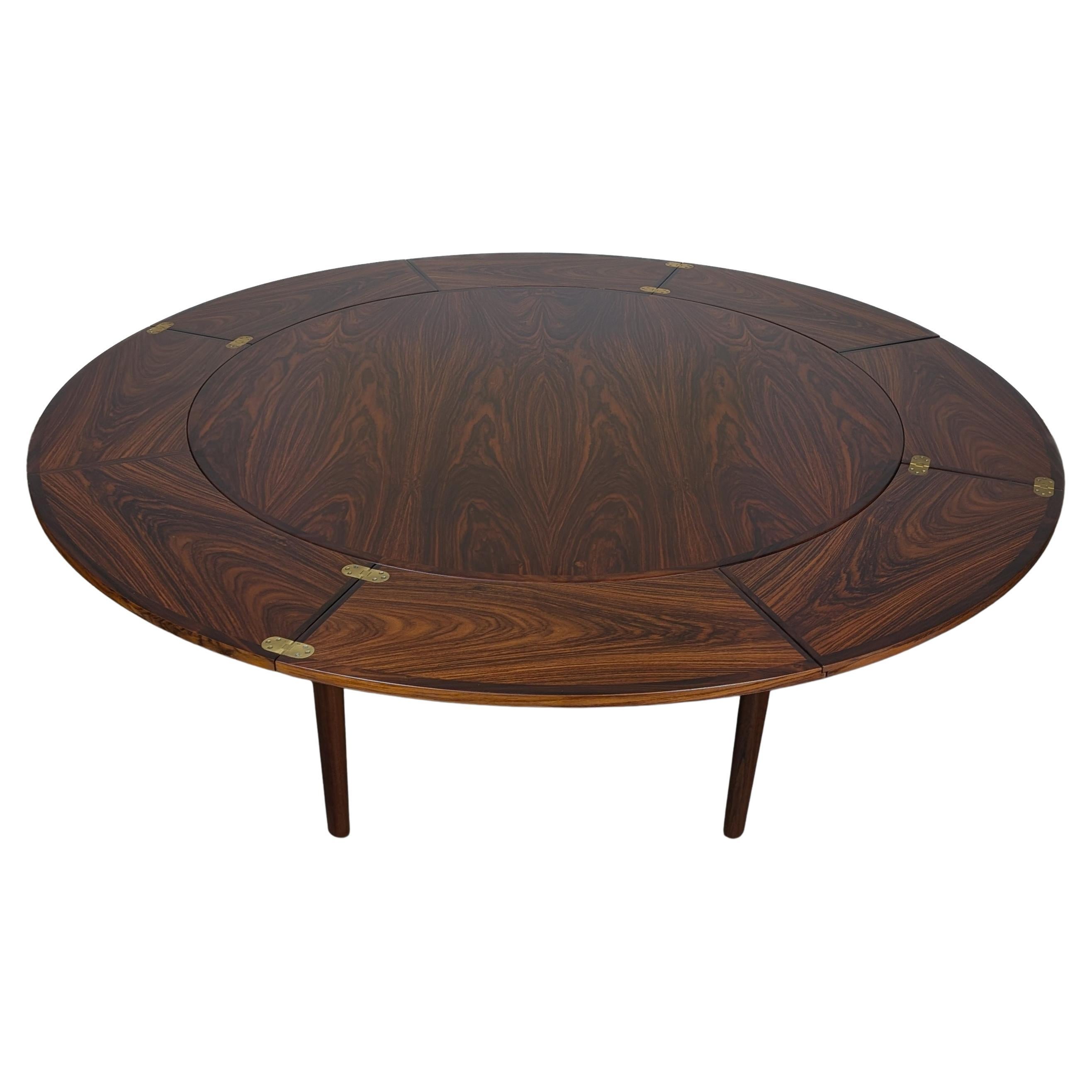 Danish Mid Century Rosewood Flip Flap Circular Dining Table by Dyrlund, c1960s