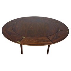 Danish Mid Century Rosewood Flip Flap Circular Dining Table by Dyrlund, c1960s