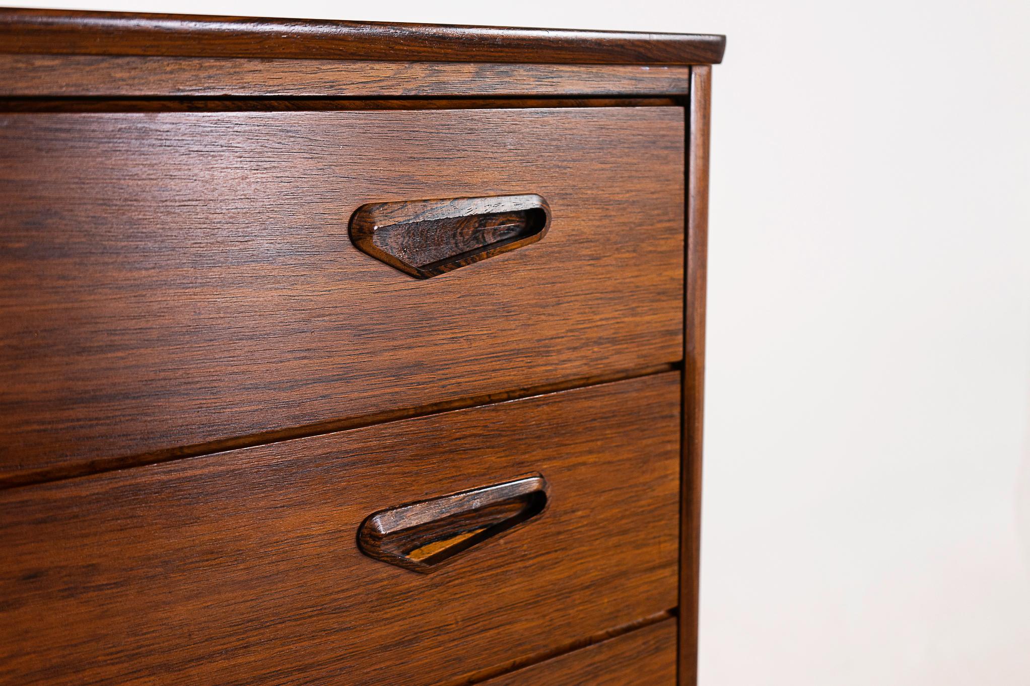 Veneer Danish Mid-Century Rosewood Highboy Dresser For Sale