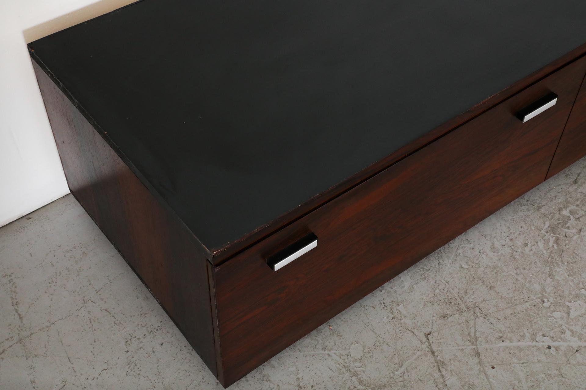 Danish Mid-Century Rosewood Media Credenza with Brushed Aluminum Drawer Pulls 8