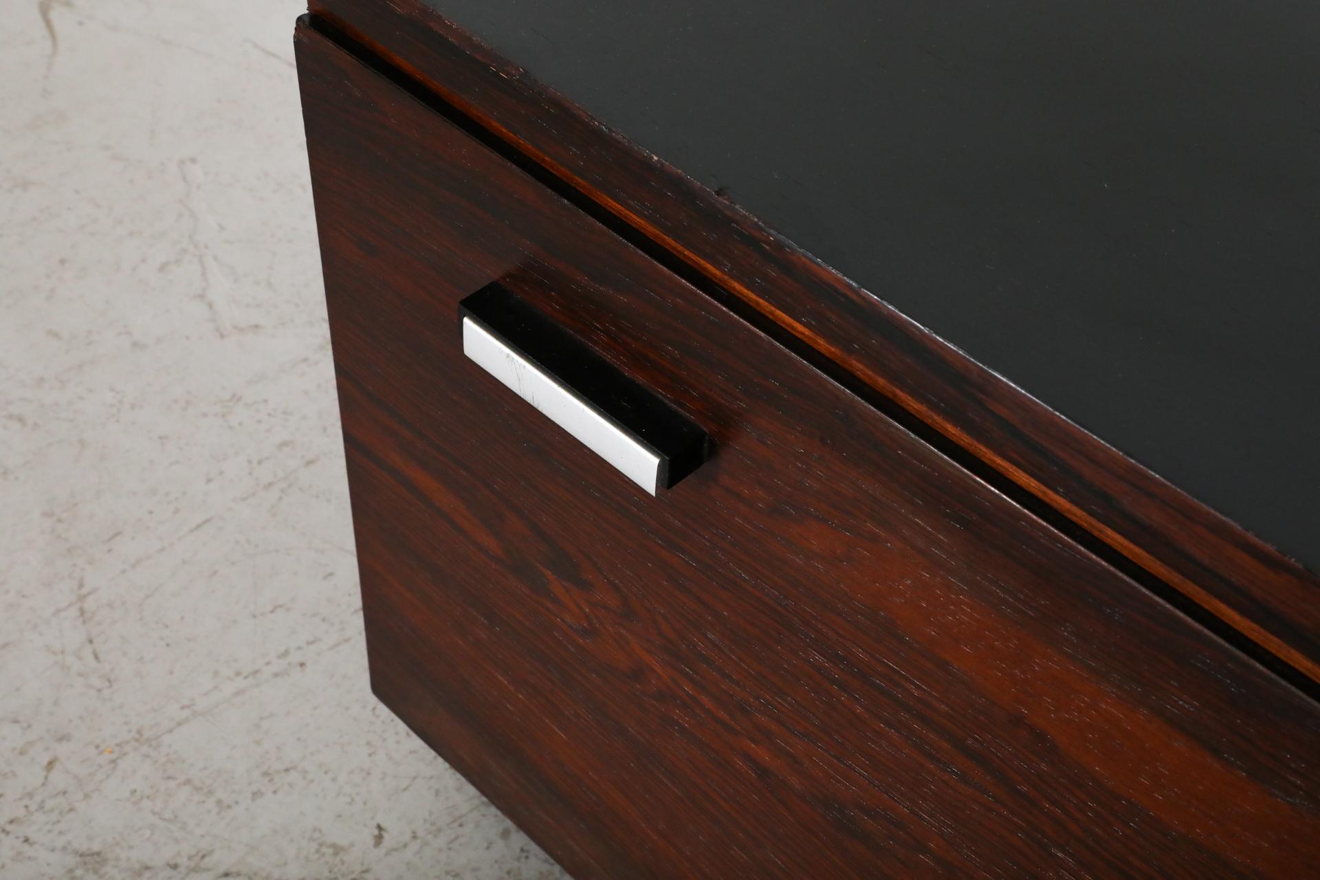 Danish Mid-Century Rosewood Media Credenza with Brushed Aluminum Drawer Pulls 9