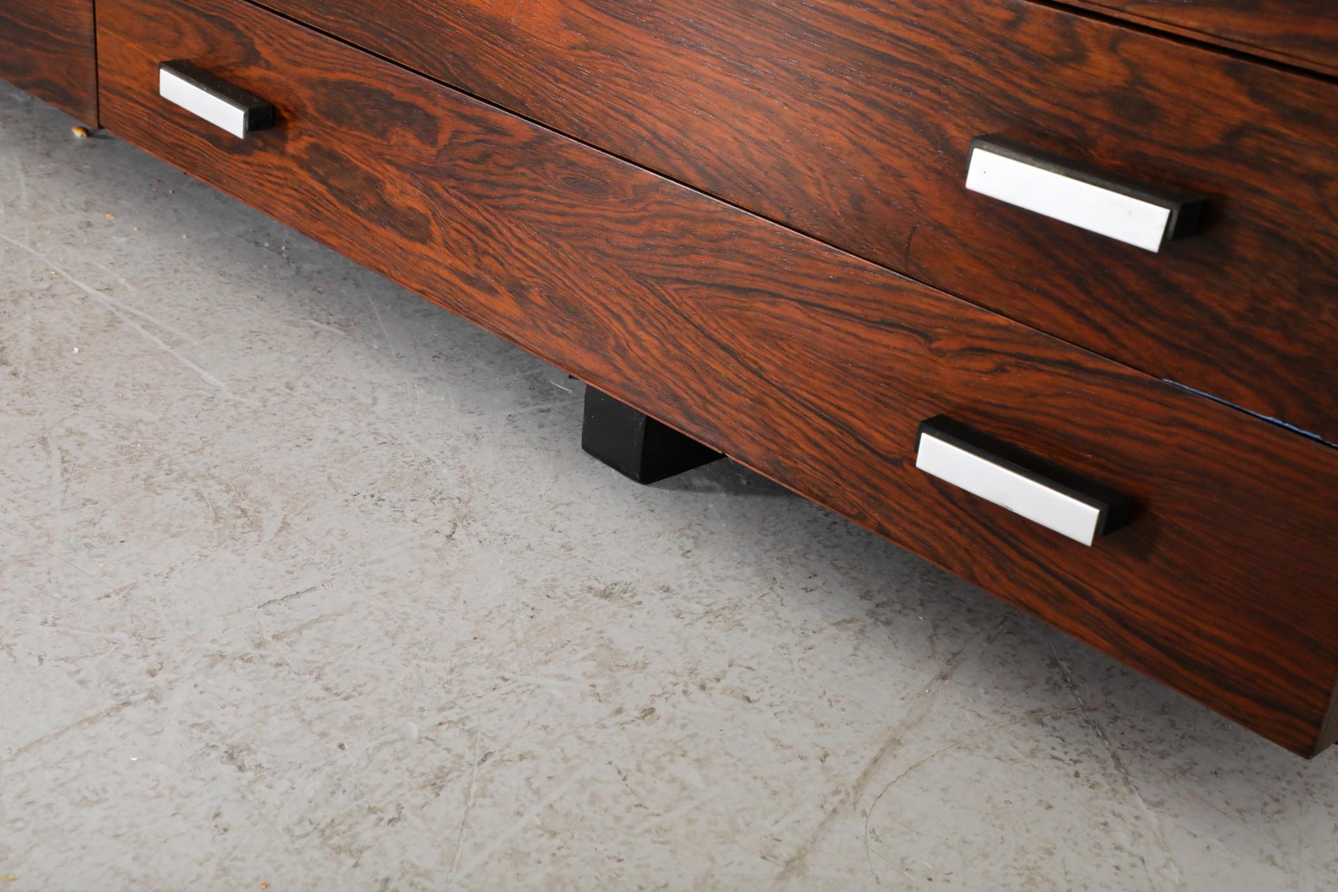 Danish Mid-Century Rosewood Media Credenza with Brushed Aluminum Drawer Pulls 11