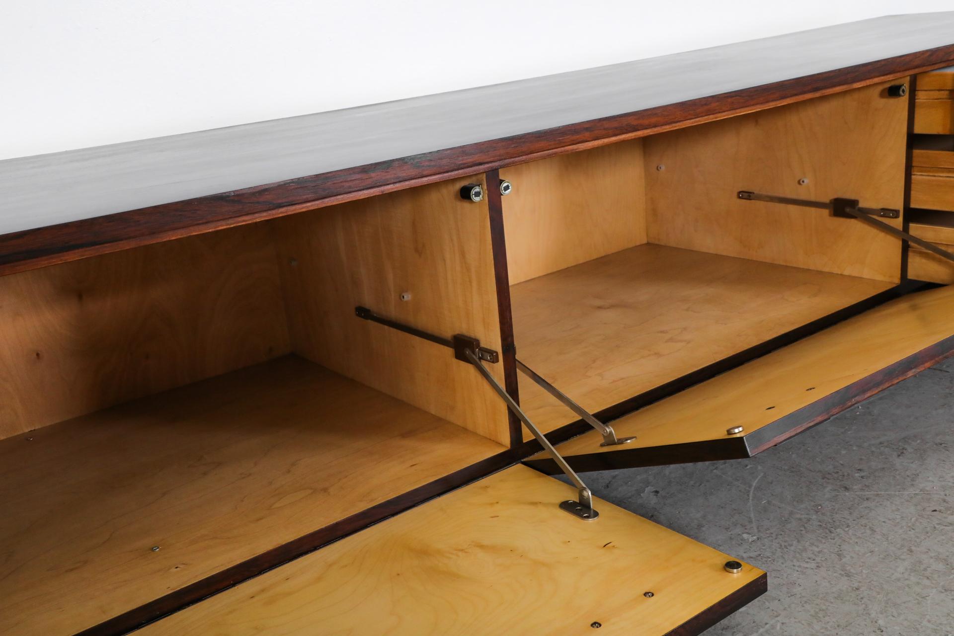 Danish Mid-Century Rosewood Media Credenza with Brushed Aluminum Drawer Pulls 3