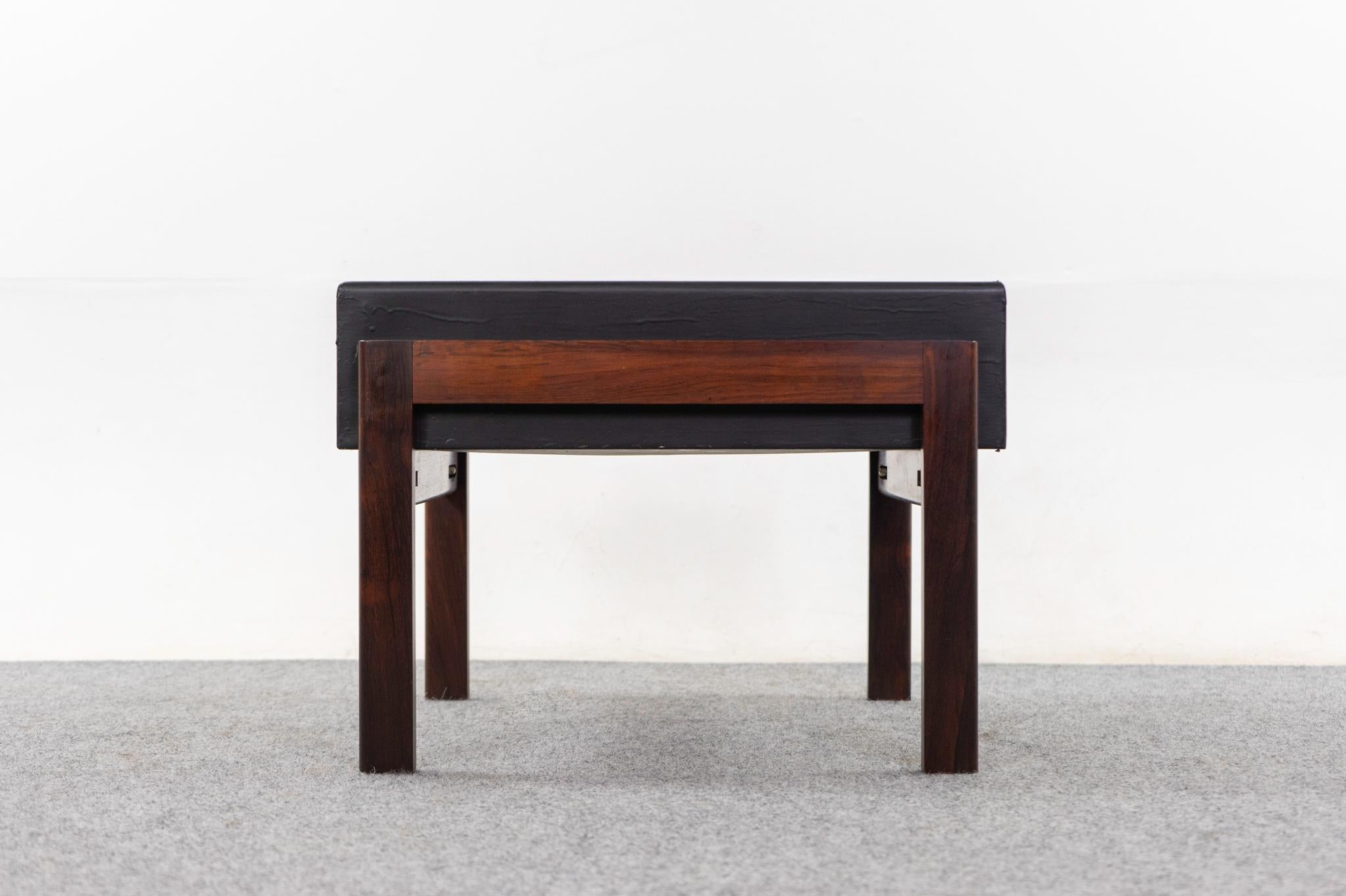 Rosewood & metal mid-century planter, circa 1960's. Solid rosewood frame with beautiful grain patterns and lovely patina. Original metal flat black liner. Get your indoor garden growing! Second one available, how great would these look flanking your