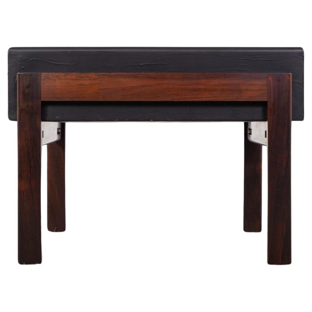 Rosewood & metal mid-century planter, circa 1960's. Solid rosewood frame with beautiful grain patterns and lovely patina. Original metal flat black liner. Get your indoor garden growing! Second one available, how great would these look flanking your