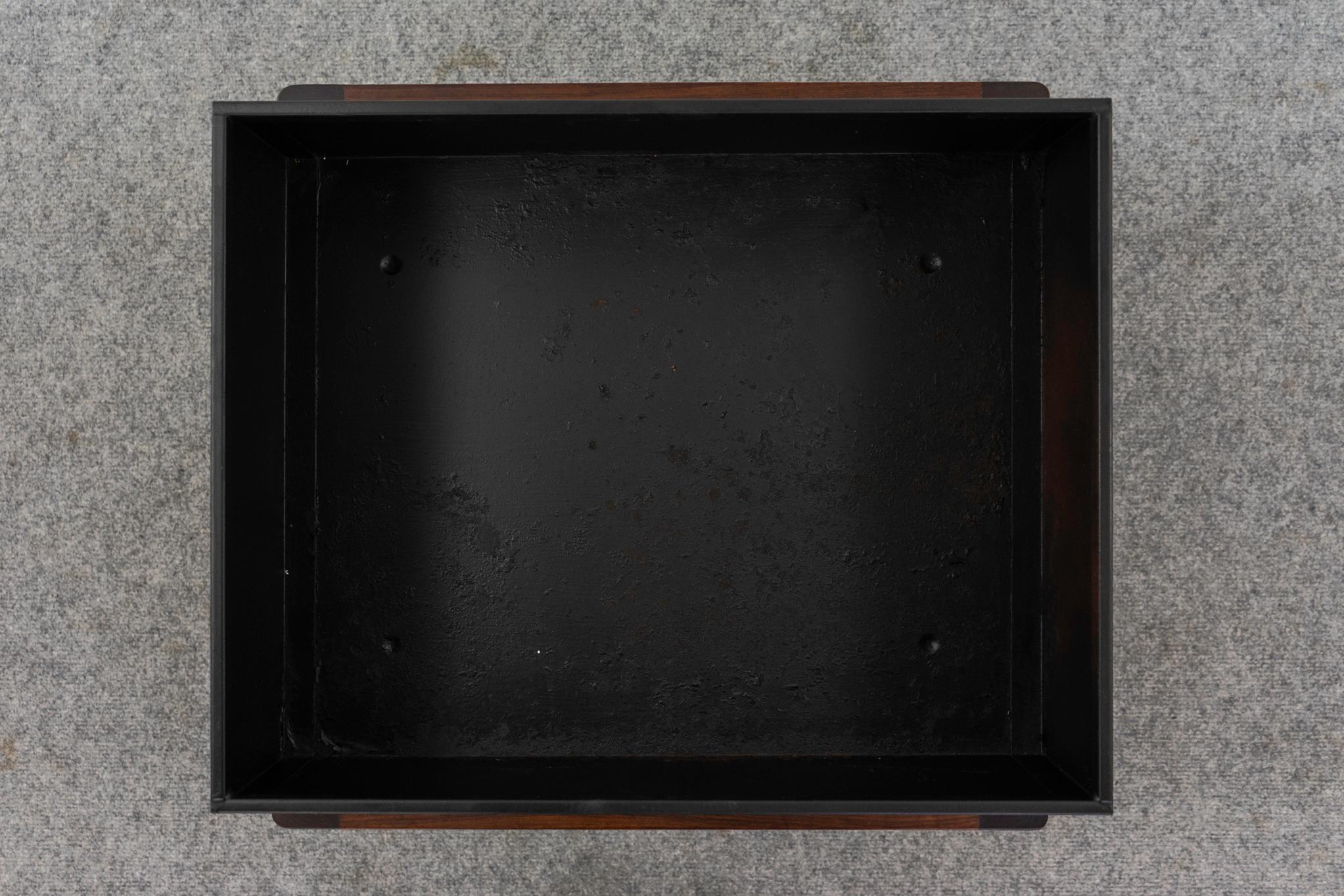 Mid-20th Century Danish Mid-Century Rosewood & Metal Planter For Sale
