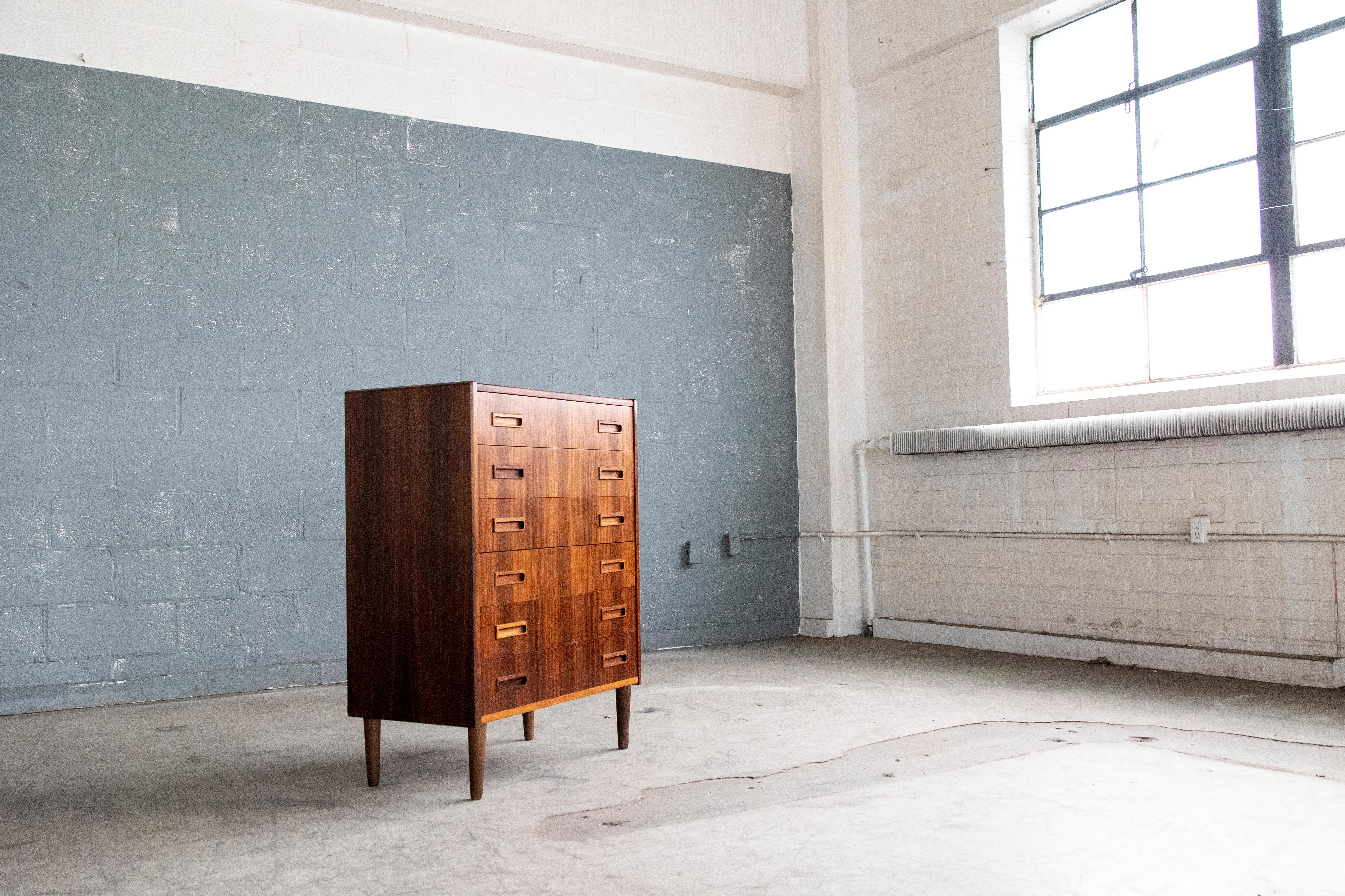 Danish Mid-Century Rosewood Six-Drawer Dresser 1960's In Good Condition In Bridgeport, CT