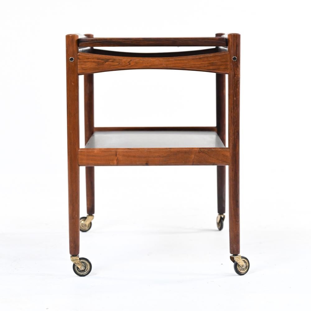 Danish Mid-Century Rosewood Tray Top Bar Cart or Tea Trolley 6