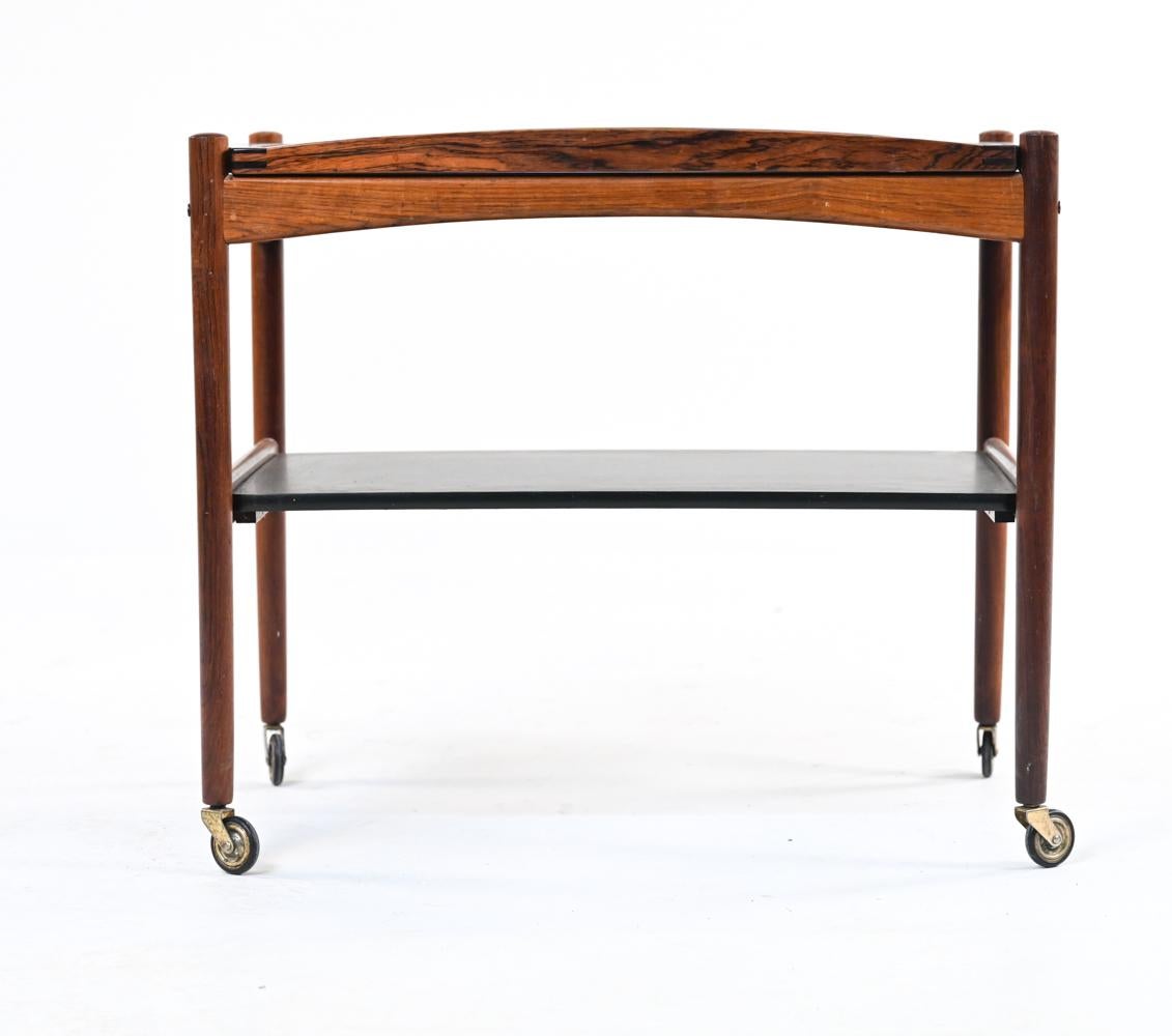 Danish Mid-Century Rosewood Tray Top Bar Cart or Tea Trolley 7