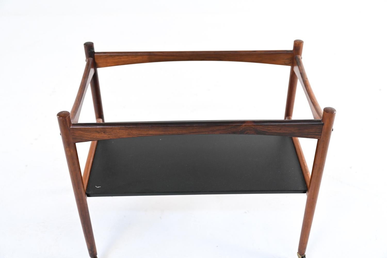 Danish Mid-Century Rosewood Tray Top Bar Cart or Tea Trolley 2