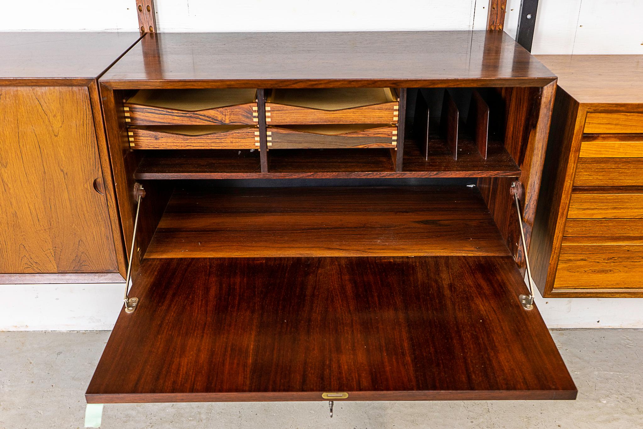 Mid-20th Century Danish Mid Century Rosewood Wall System For Sale