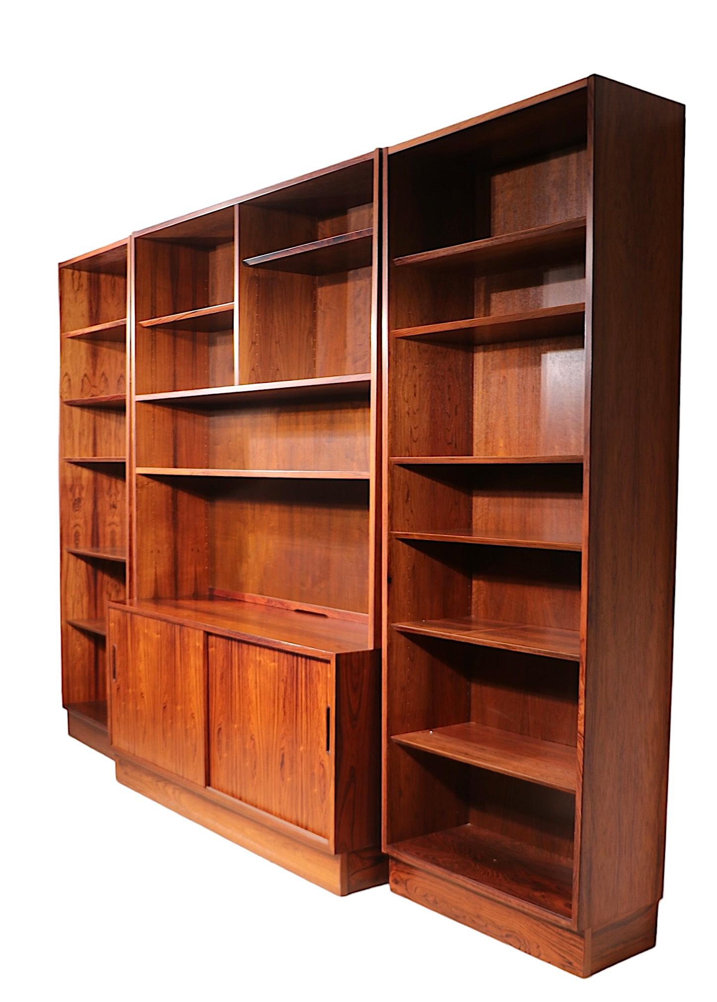 Scandinavian Modern Danish Mid Century Rosewood  Wall Unit by Poul Hundevad c 1960's  For Sale