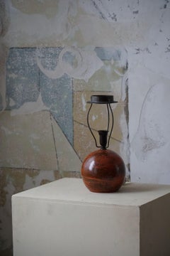 Danish Mid Century Round Ceramic Table Lamp, 1970s