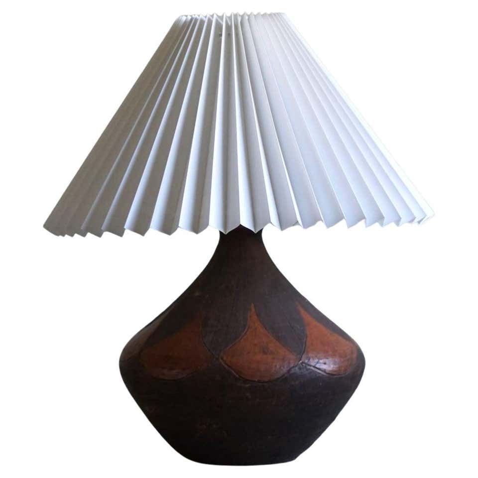 Midcentury Danish Modern Round Teak Table Lamp at 1stDibs