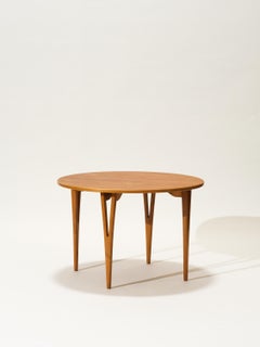 Danish Mid-Century Round Coffee Table in Teak & Beech