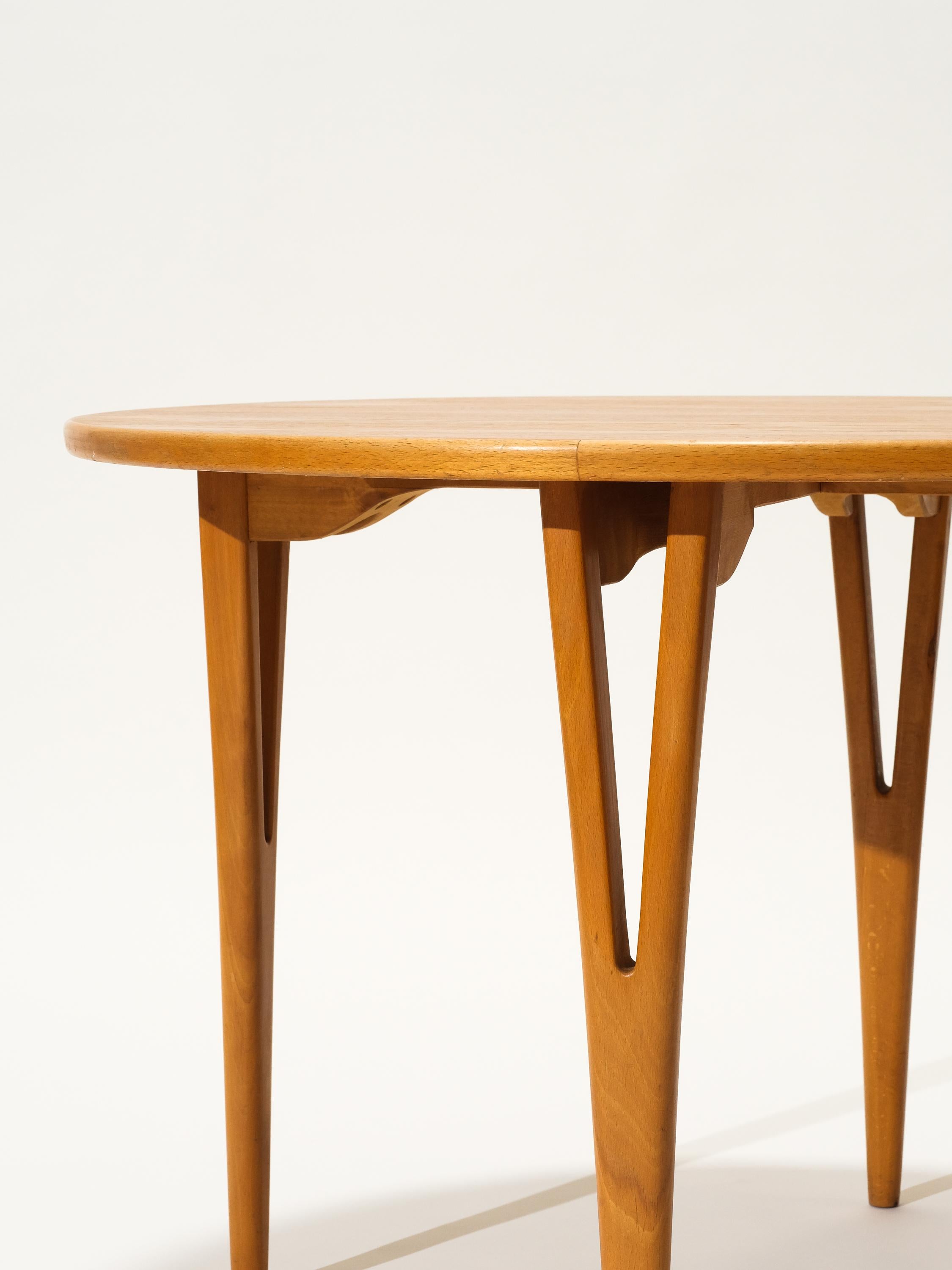 Scandinavian Modern Danish Mid-Century Round Coffee Table in Teak & Beech For Sale