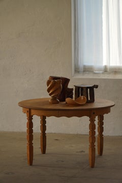 Danish Mid Century, Round Dining Table in Solid Oak with Two Extensions, 1960s
