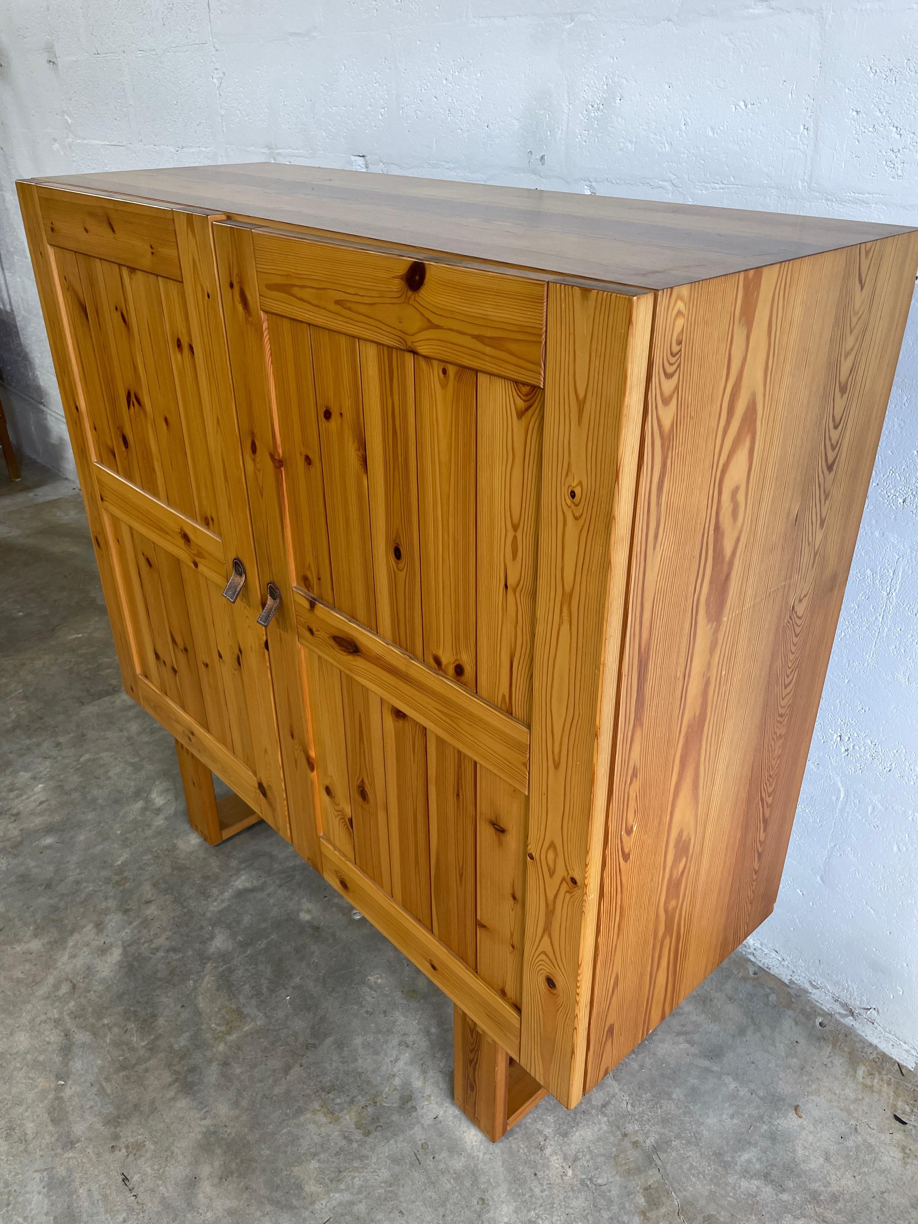 Danish Mid-Century Rustic Tall Bar Cabinet or Sideboard Pine For Sale 1