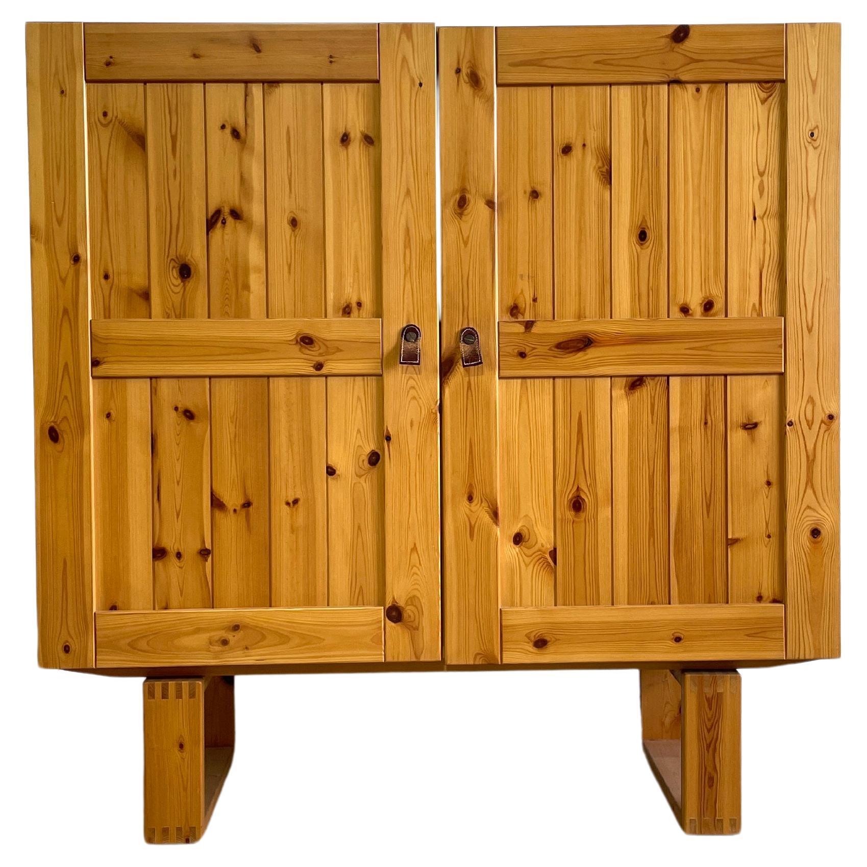 Danish Mid-Century Rustic Tall Bar Cabinet or Sideboard Pine For Sale
