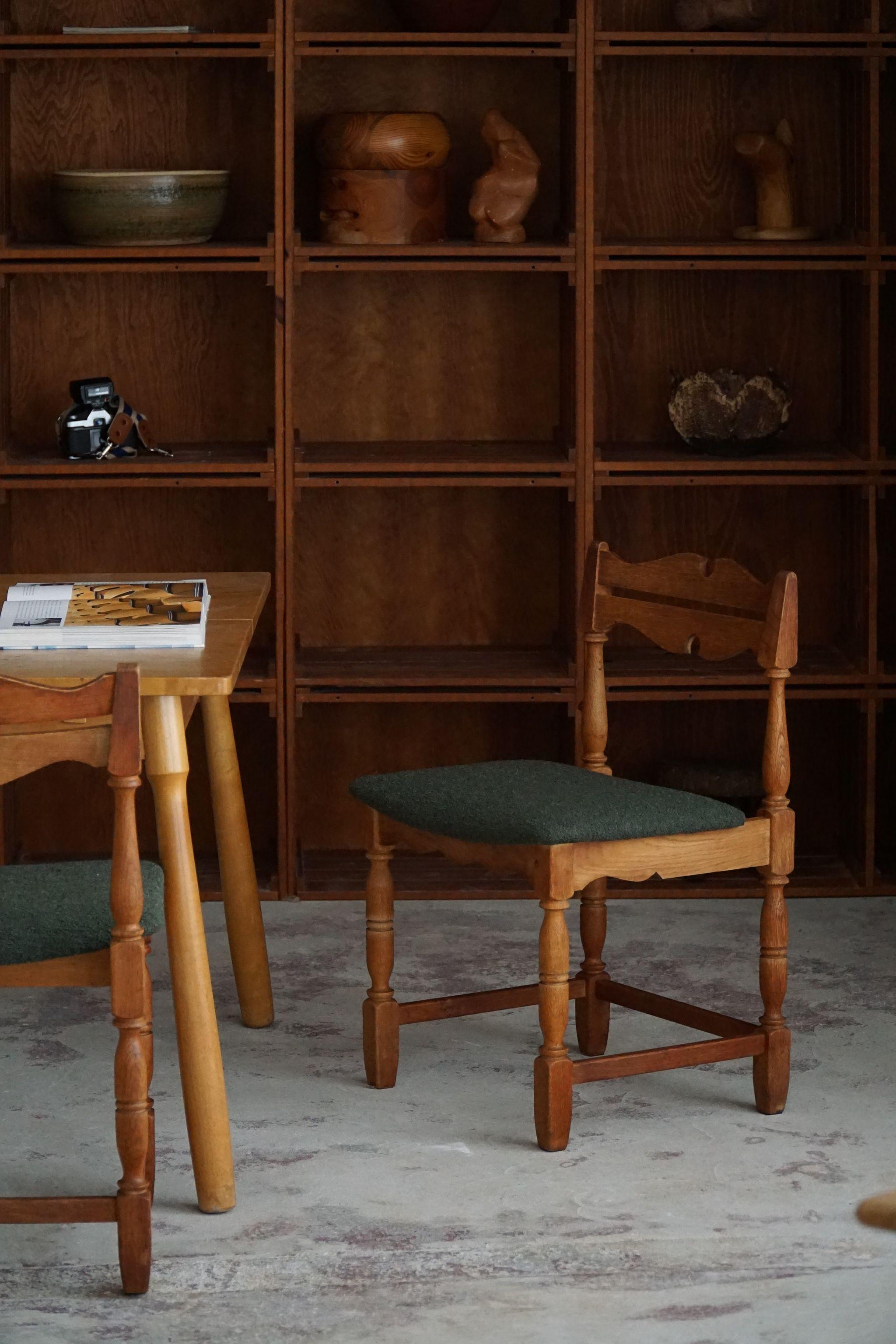 Laine Ensemble de 10 chaises danoises du milieu du siècle en Oak Oak & Greene Greene, années 1960 en vente
