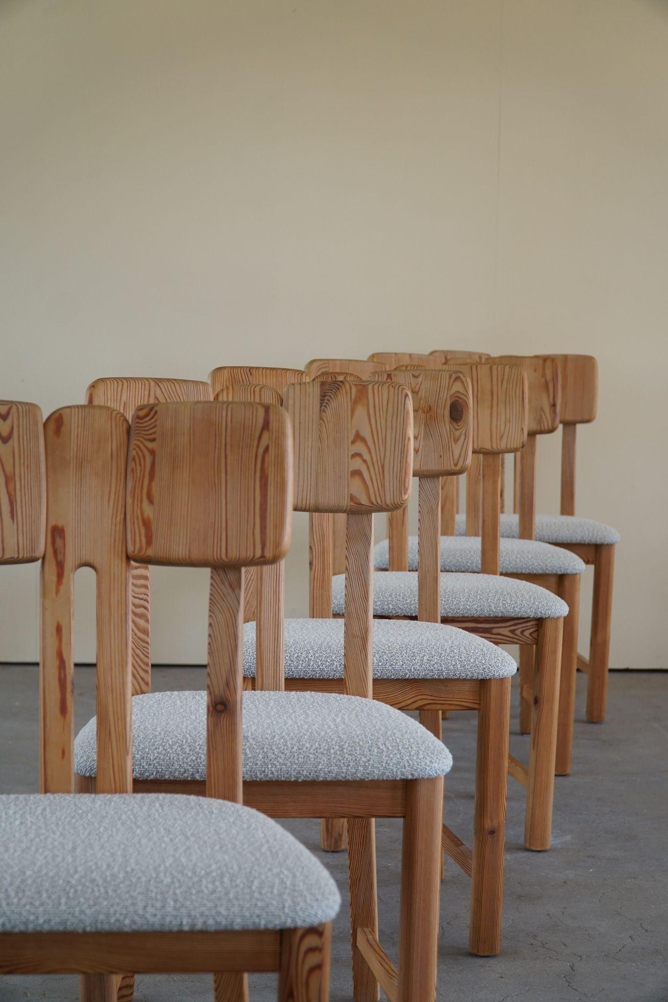 Danish Mid Century Set of 6 Sculptural Dining Chairs in Douglas Pine, 1970s 6