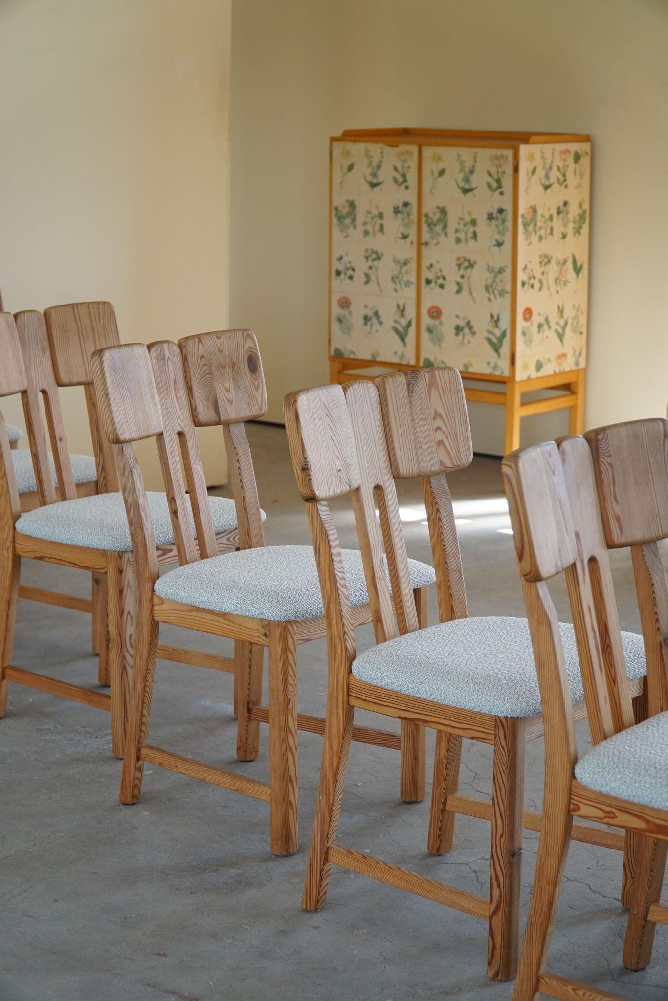 Danish Mid Century Set of 6 Sculptural Dining Chairs in Douglas Pine, 1970s 8