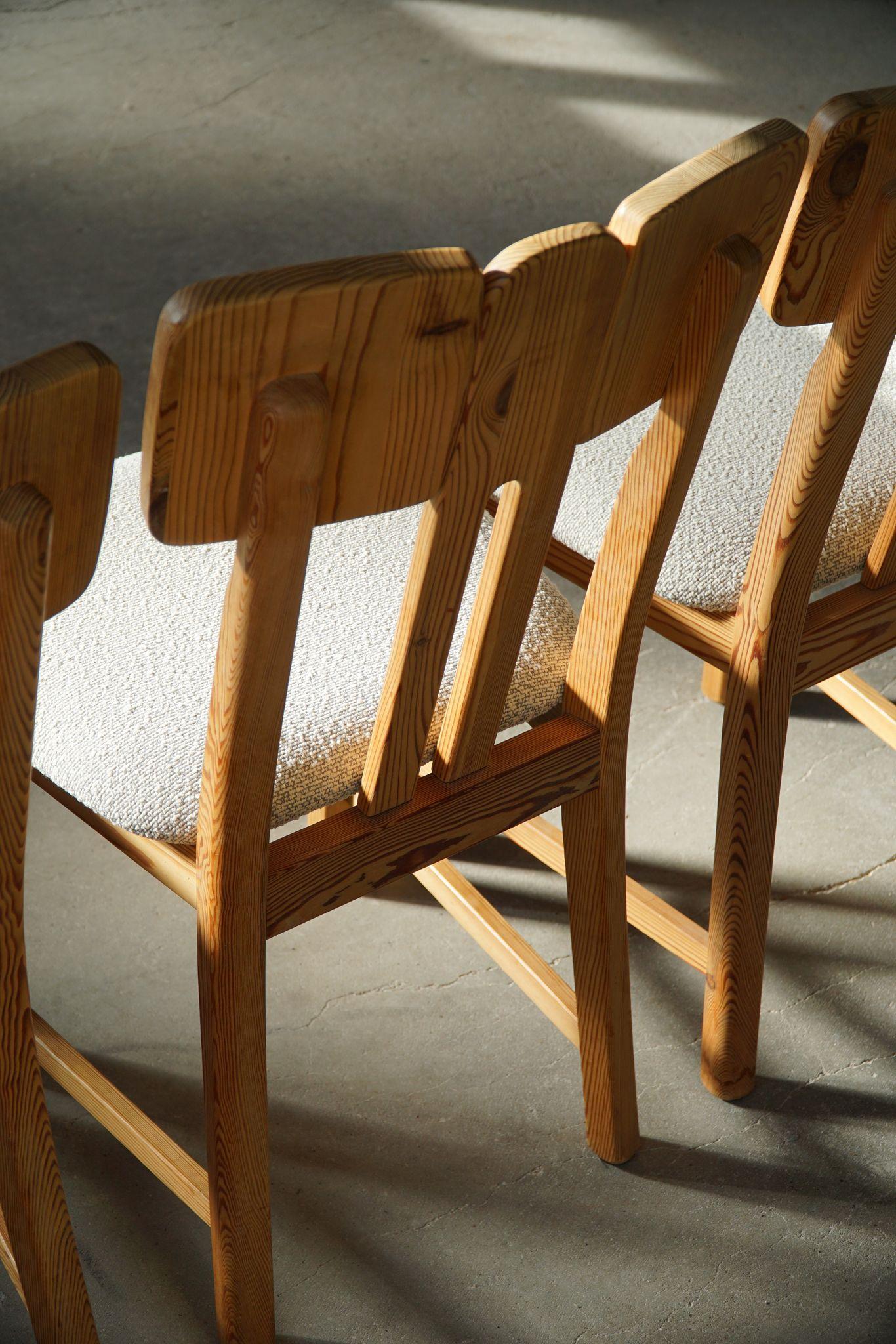 Danish Mid Century Set of 6 Sculptural Dining Chairs in Douglas Pine, 1970s 9