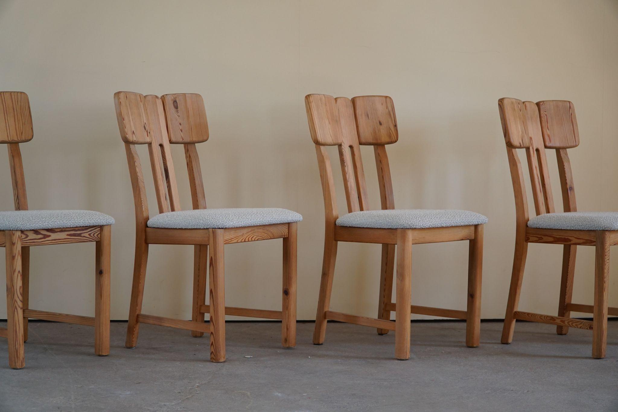 Danish Mid Century Set of 6 Sculptural Dining Chairs in Douglas Pine, 1970s 10