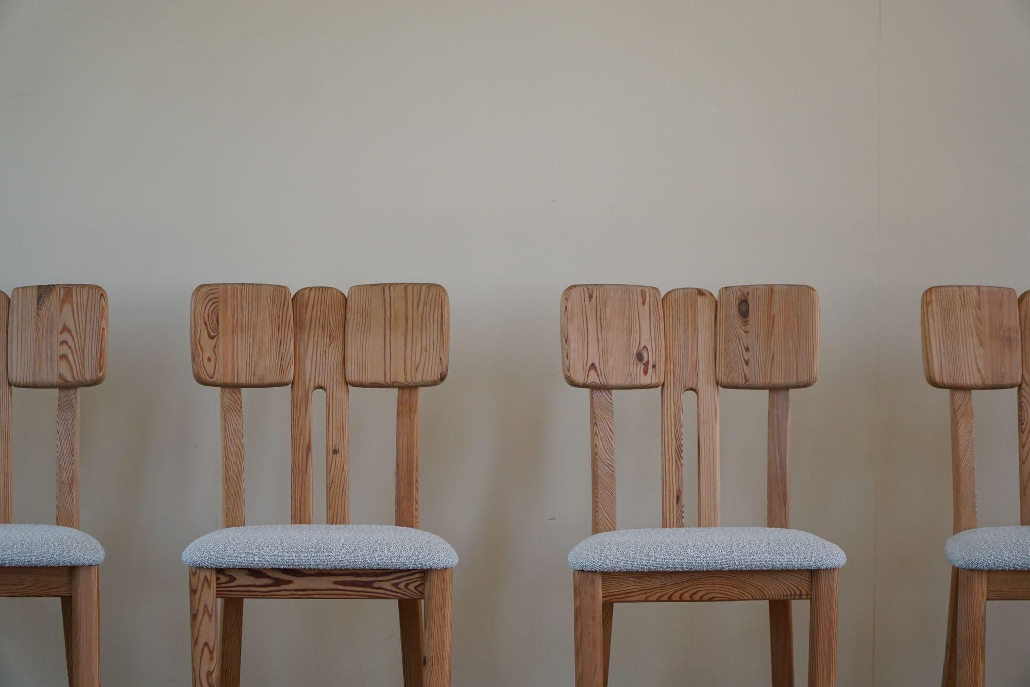 Danish Mid Century Set of 6 Sculptural Dining Chairs in Douglas Pine, 1970s 11