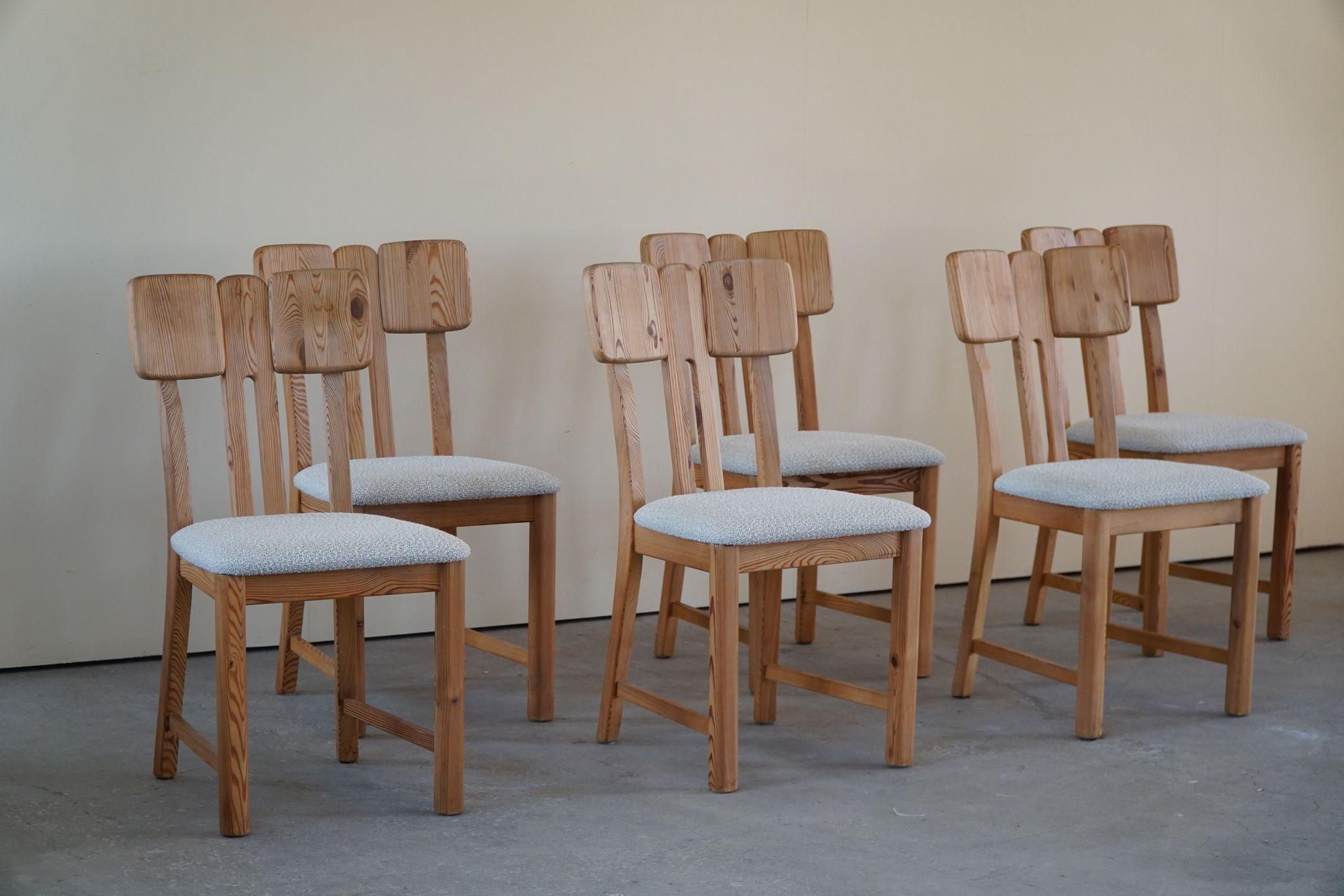 Danish Mid Century Set of 6 Sculptural Dining Chairs in Douglas Pine, 1970s 13