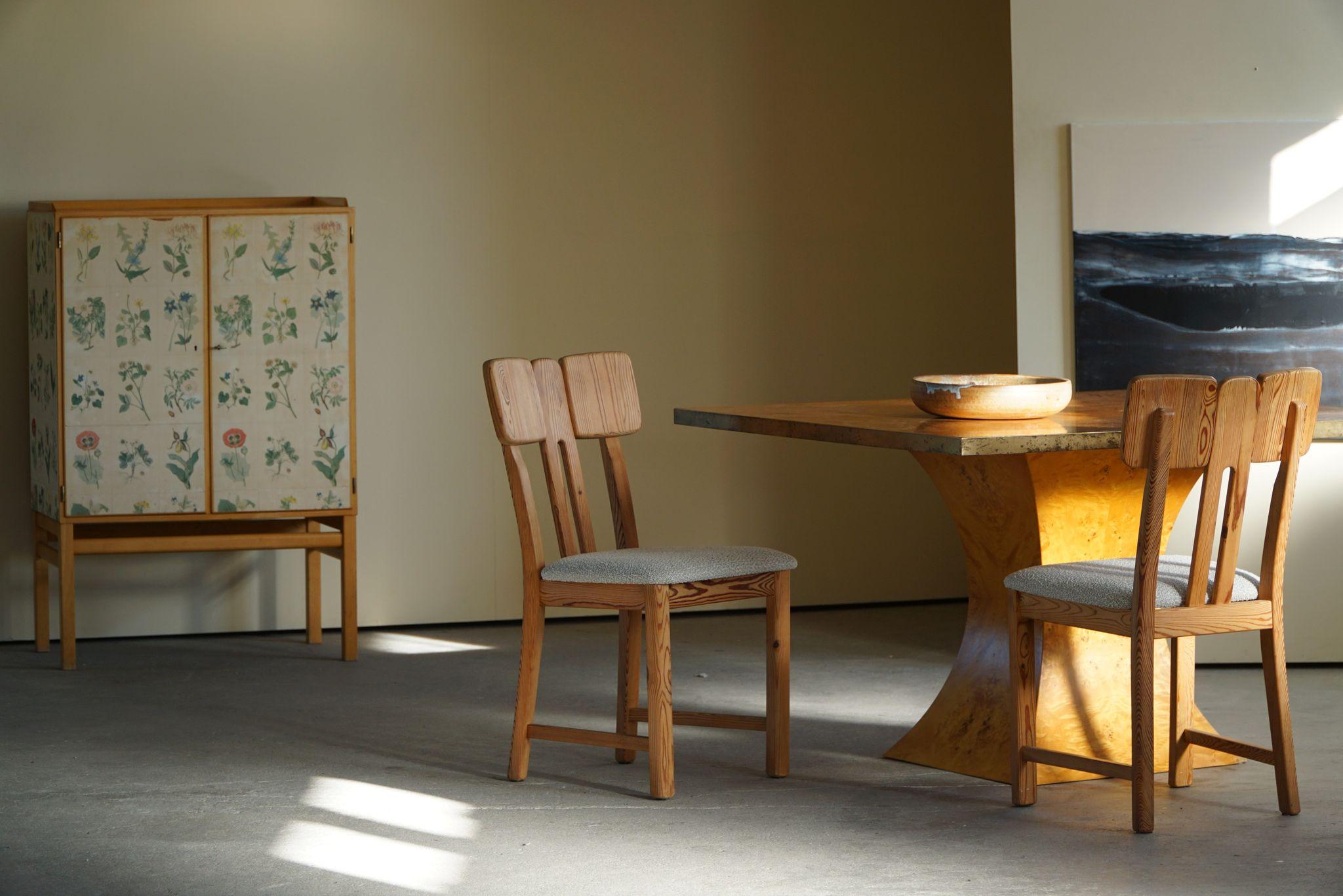 Scandinavian Modern Danish Mid Century Set of 6 Sculptural Dining Chairs in Douglas Pine, 1970s