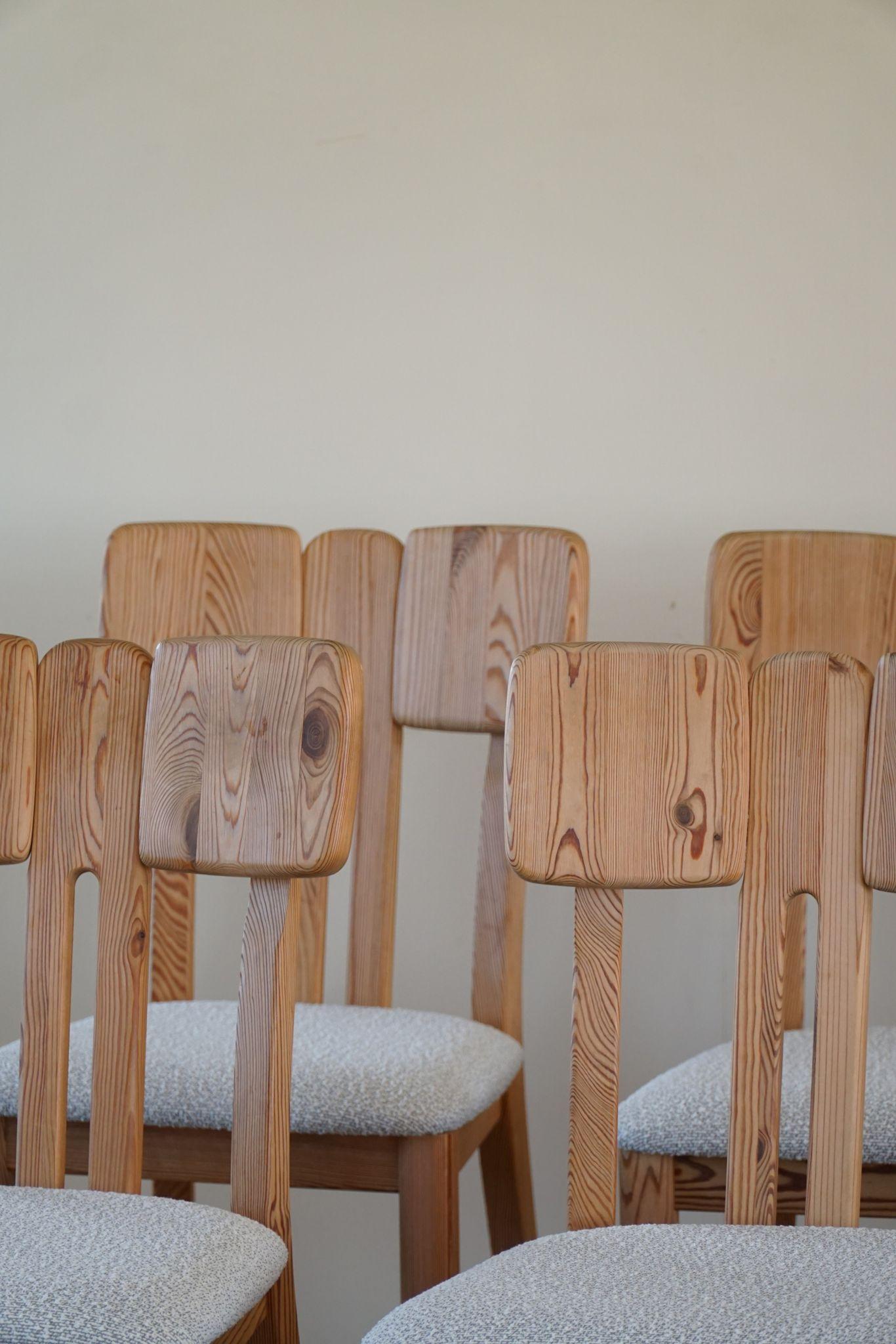 Danish Mid Century Set of 6 Sculptural Dining Chairs in Douglas Pine, 1970s 3