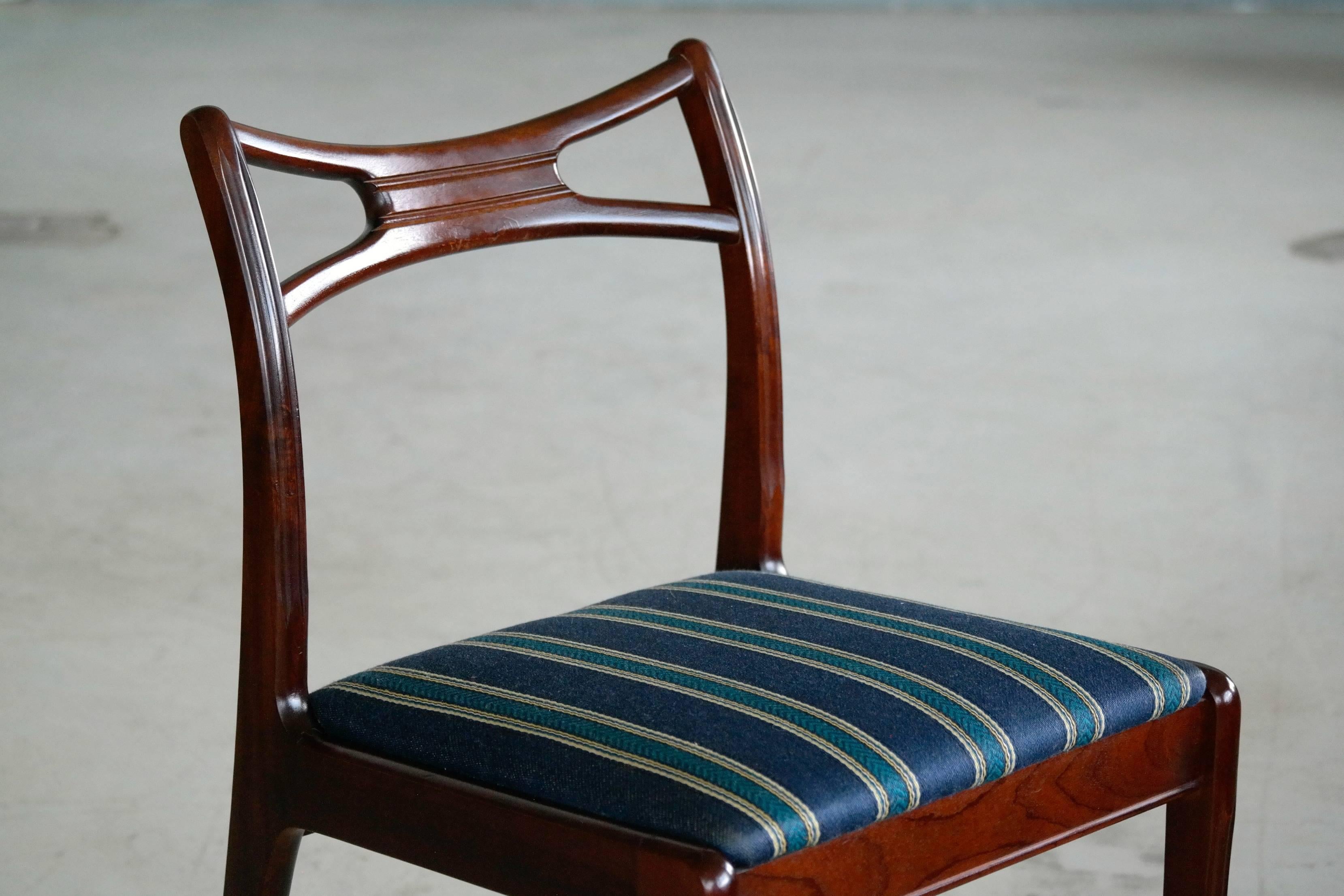 Danish Midcentury Set of Six Mahogany Dining Chairs In Excellent Condition In Bridgeport, CT