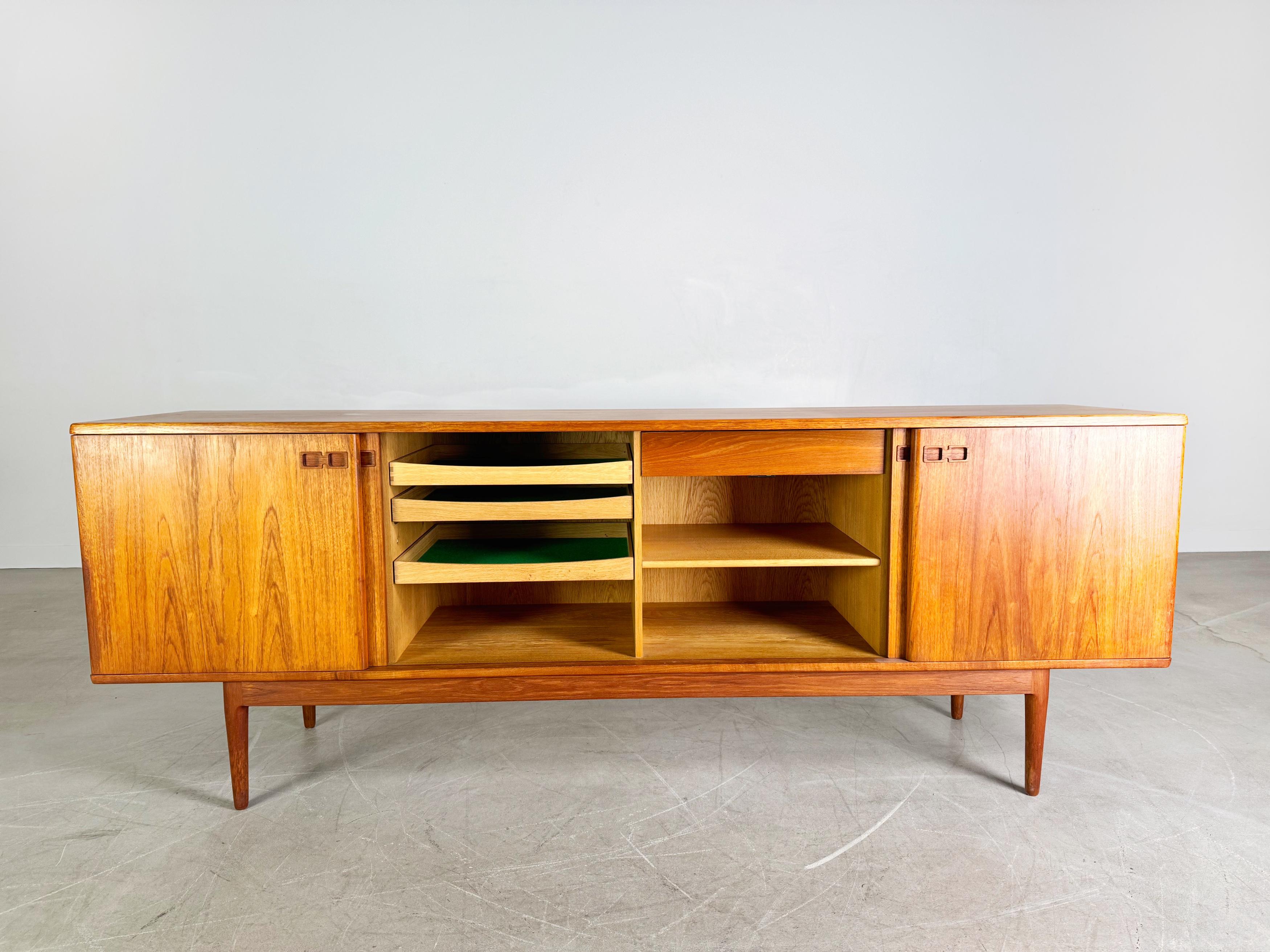 Oiled Danish Mid Century sideboard Christian Linneberg teak vintage 60s sideboard For Sale