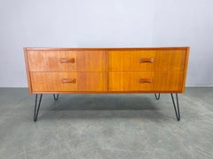 Danish Mid Century Sideboard with Teak Veneer and Hairpin Legs, 1960s