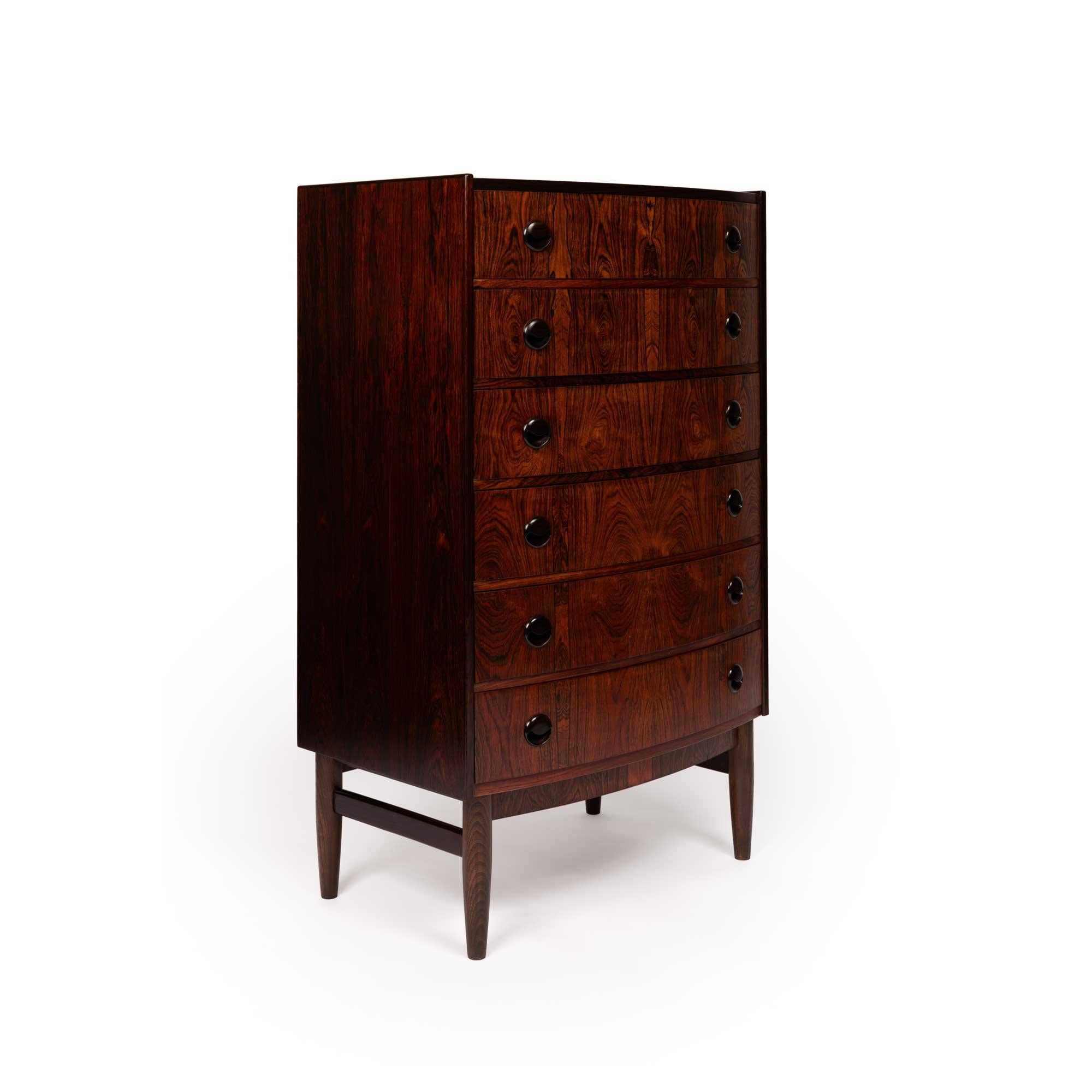 Mid-Century Modern Danish Mid-Century Six Drawer Rosewood Tallboy Dresser 1960s For Sale