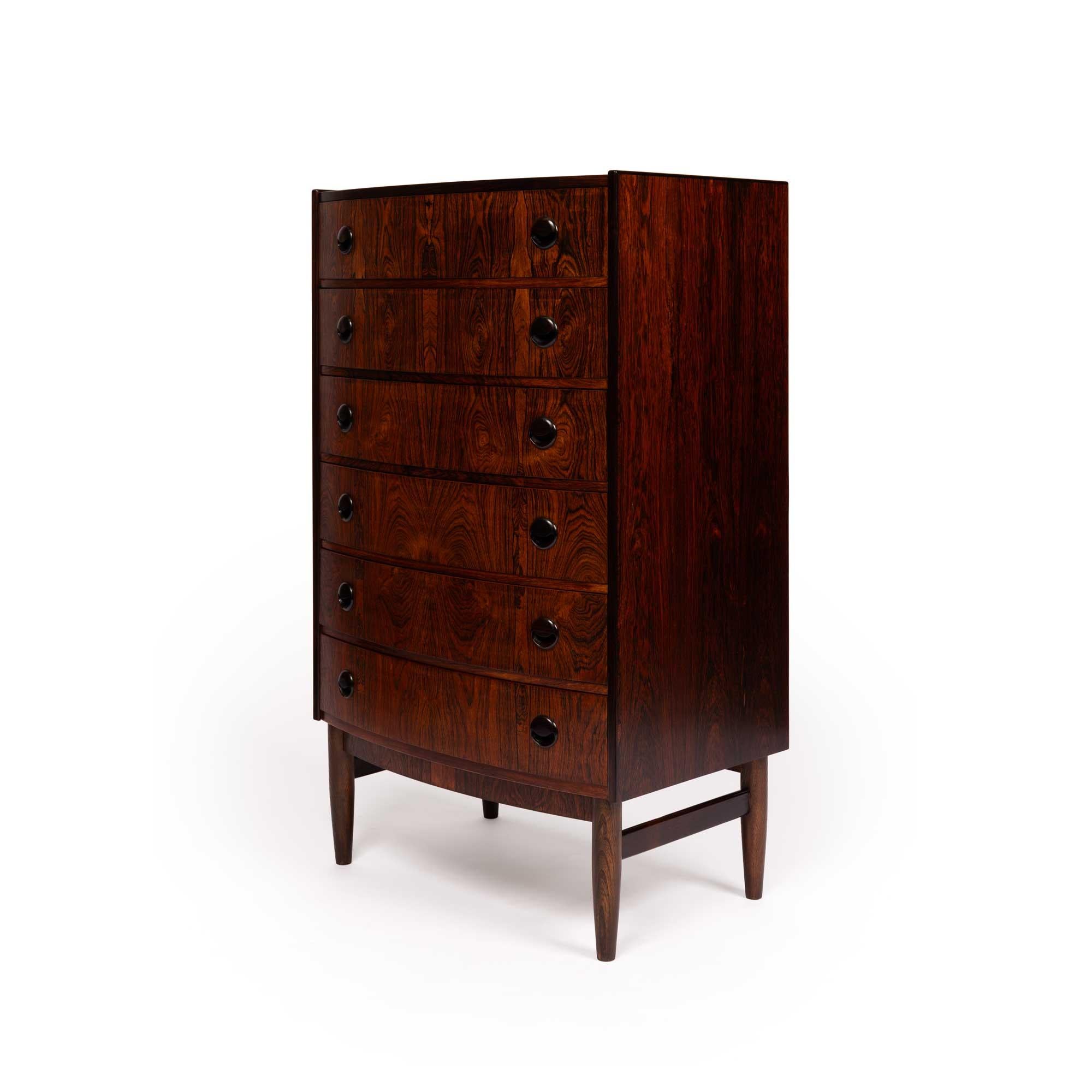 20th Century Danish Mid-Century Six Drawer Rosewood Tallboy Dresser 1960s For Sale
