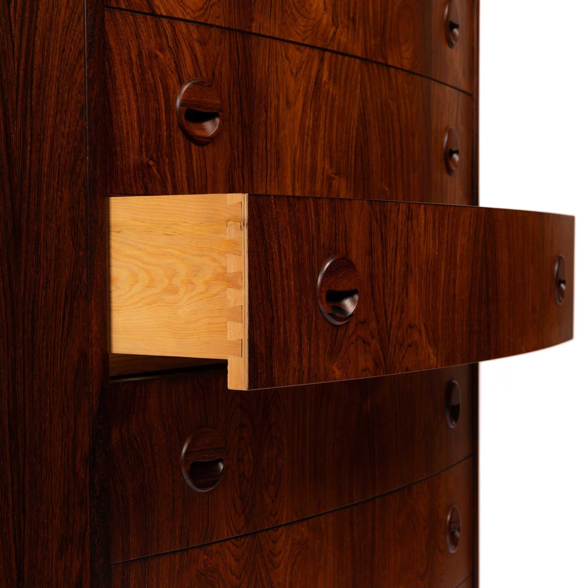 20th Century Danish Mid-Century Six Drawer Rosewood Tallboy Dresser 1960s For Sale