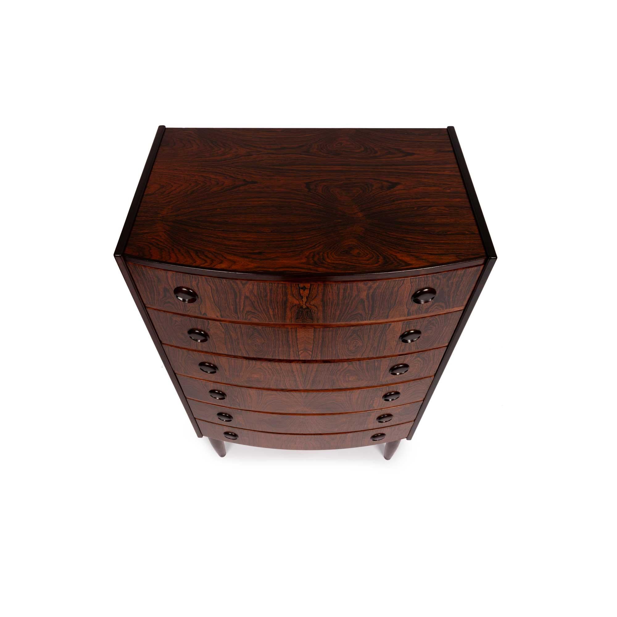 Danish Mid-Century Six Drawer Rosewood Tallboy Dresser 1960s For Sale 1