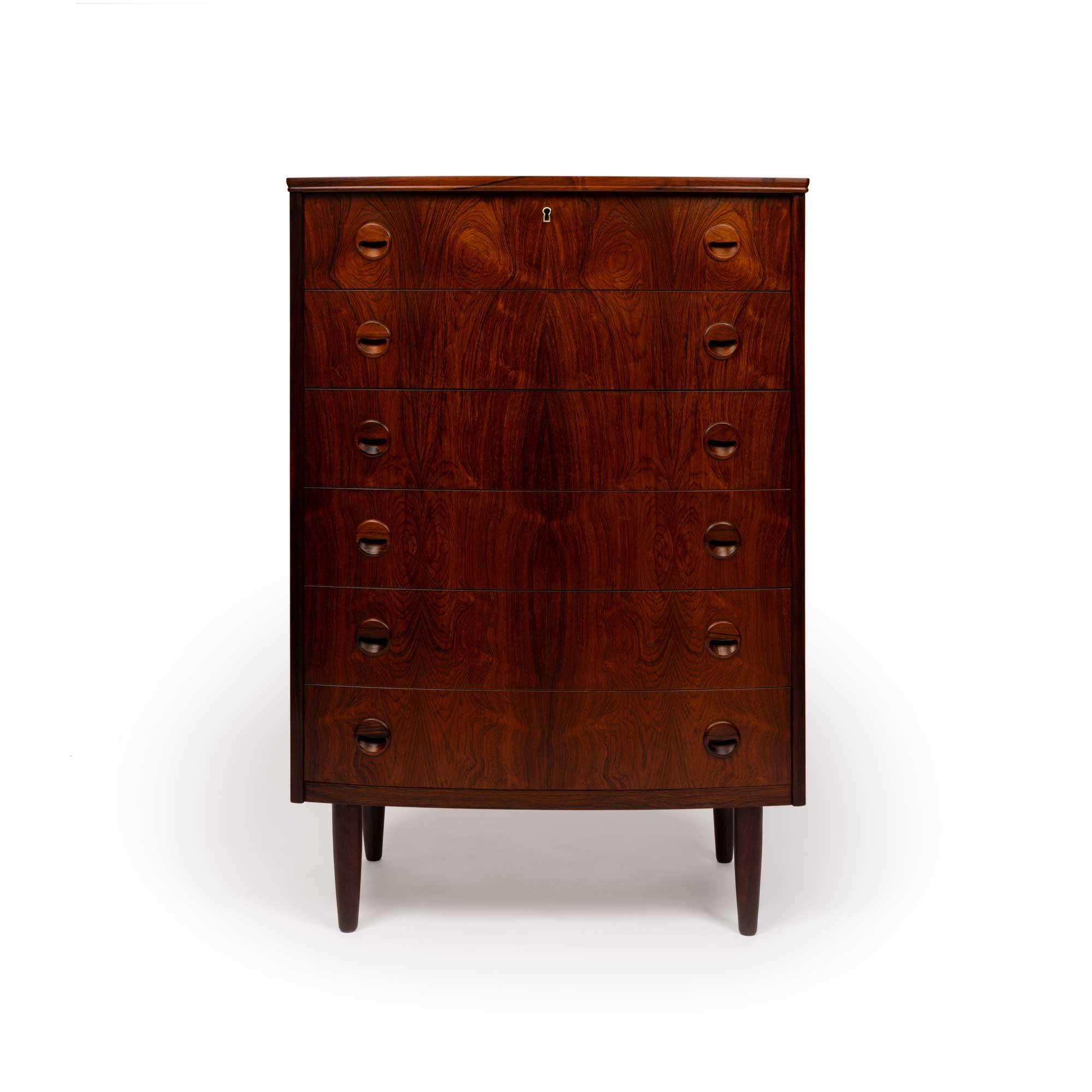 Danish Mid-Century Six Drawer Rosewood Tallboy Dresser 1960s For Sale 2