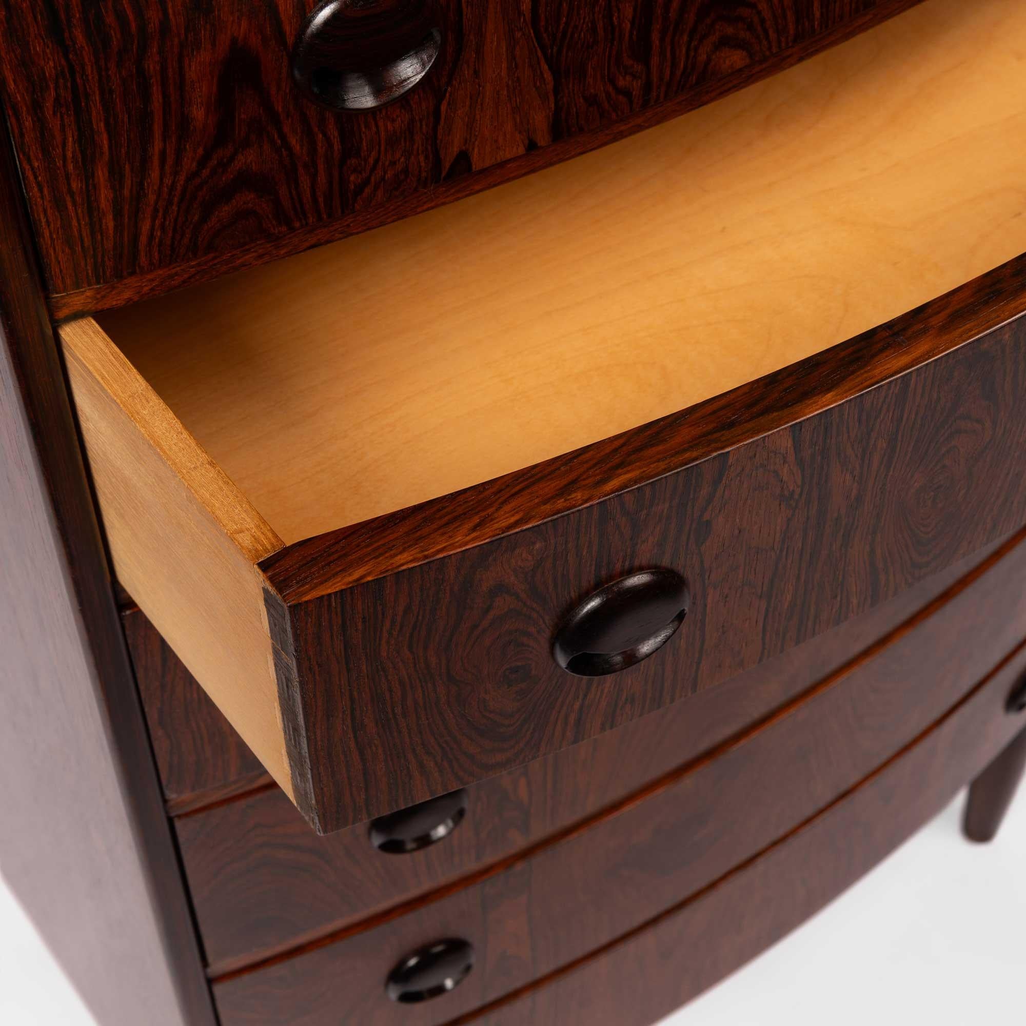 Danish Mid-Century Six Drawer Rosewood Tallboy Dresser 1960s For Sale 3
