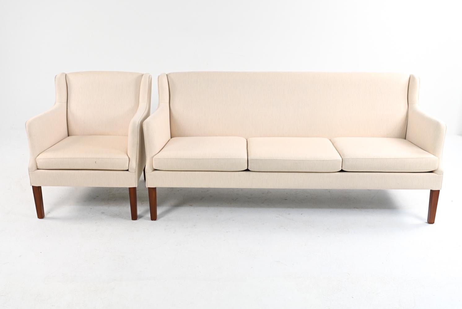 Mid-Century Modern Danish Mid-Century Sofa & Armchair Attributed to Frits Henningsen, C. 1950's