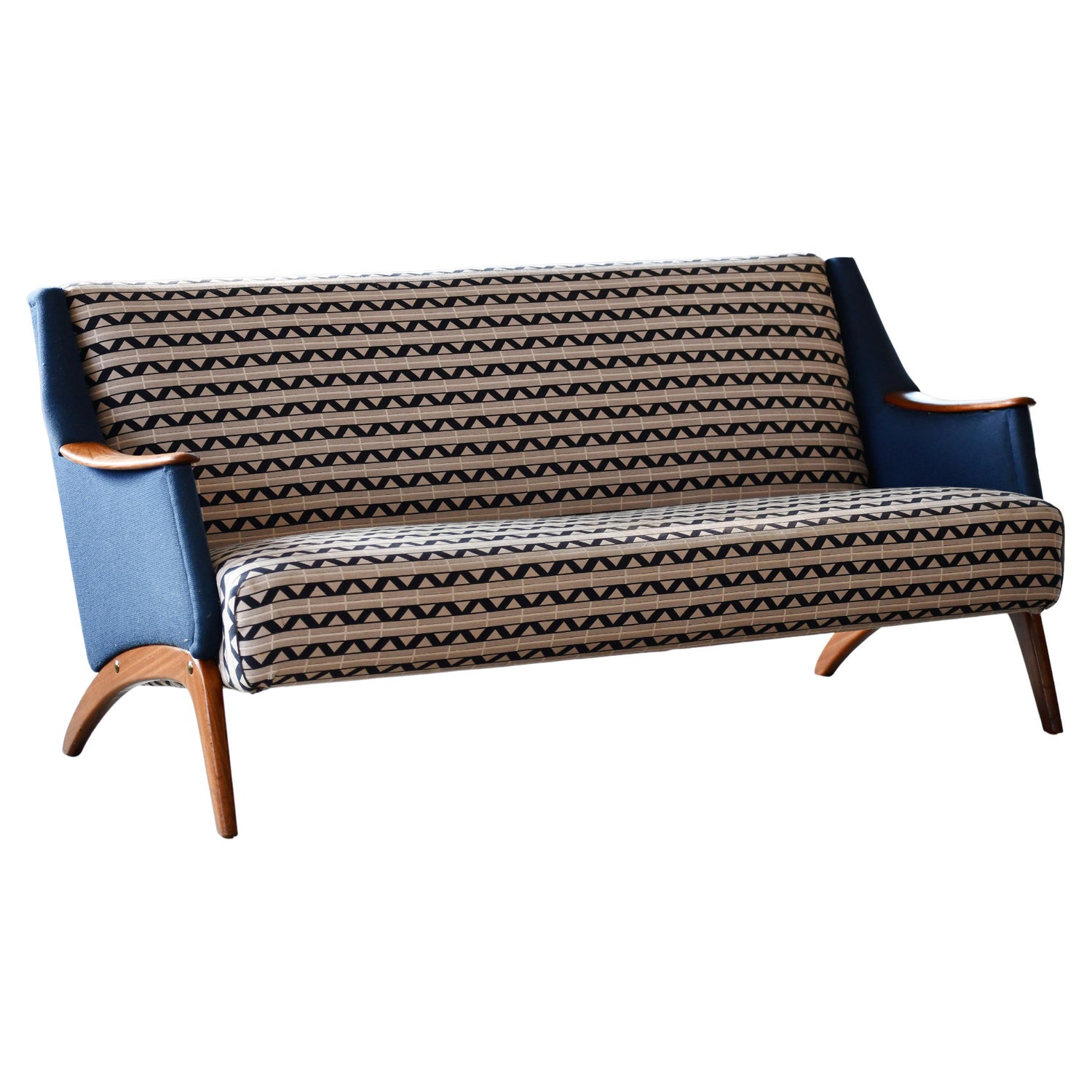 Classic Mid-Century Modern Danish 1950s Sofa in Wool and Teak by NM Horsens  at 1stDibs | horsens sofa