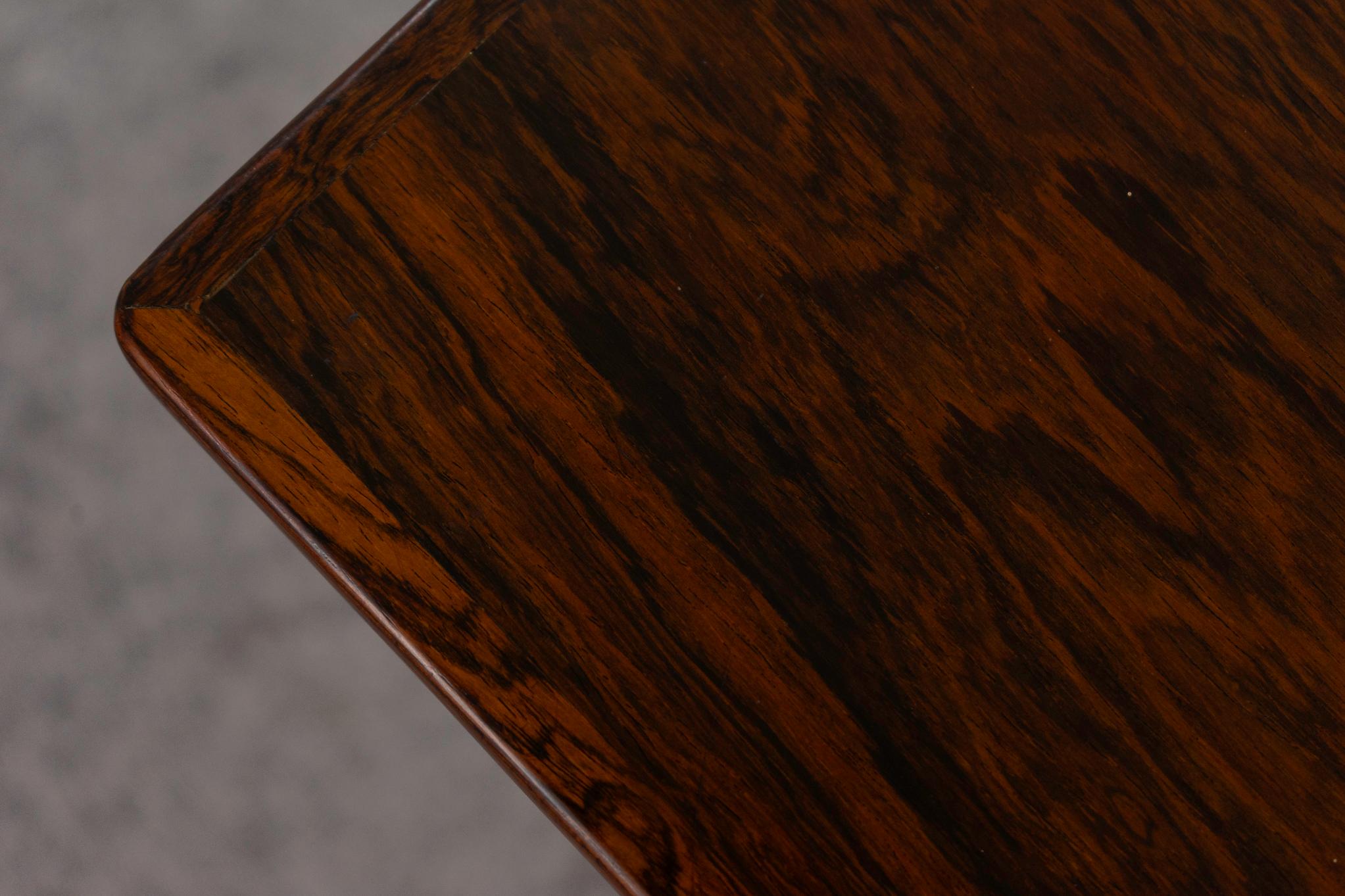 Scandinavian Modern Danish Mid-Century Square Rosewood Draw Leaf Dining Table