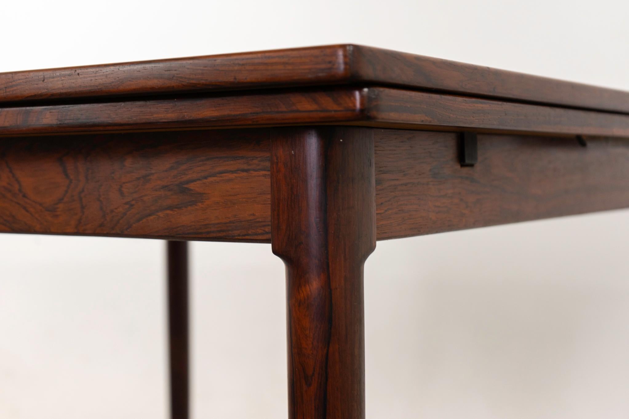 Veneer Danish Mid-Century Square Rosewood Draw Leaf Dining Table